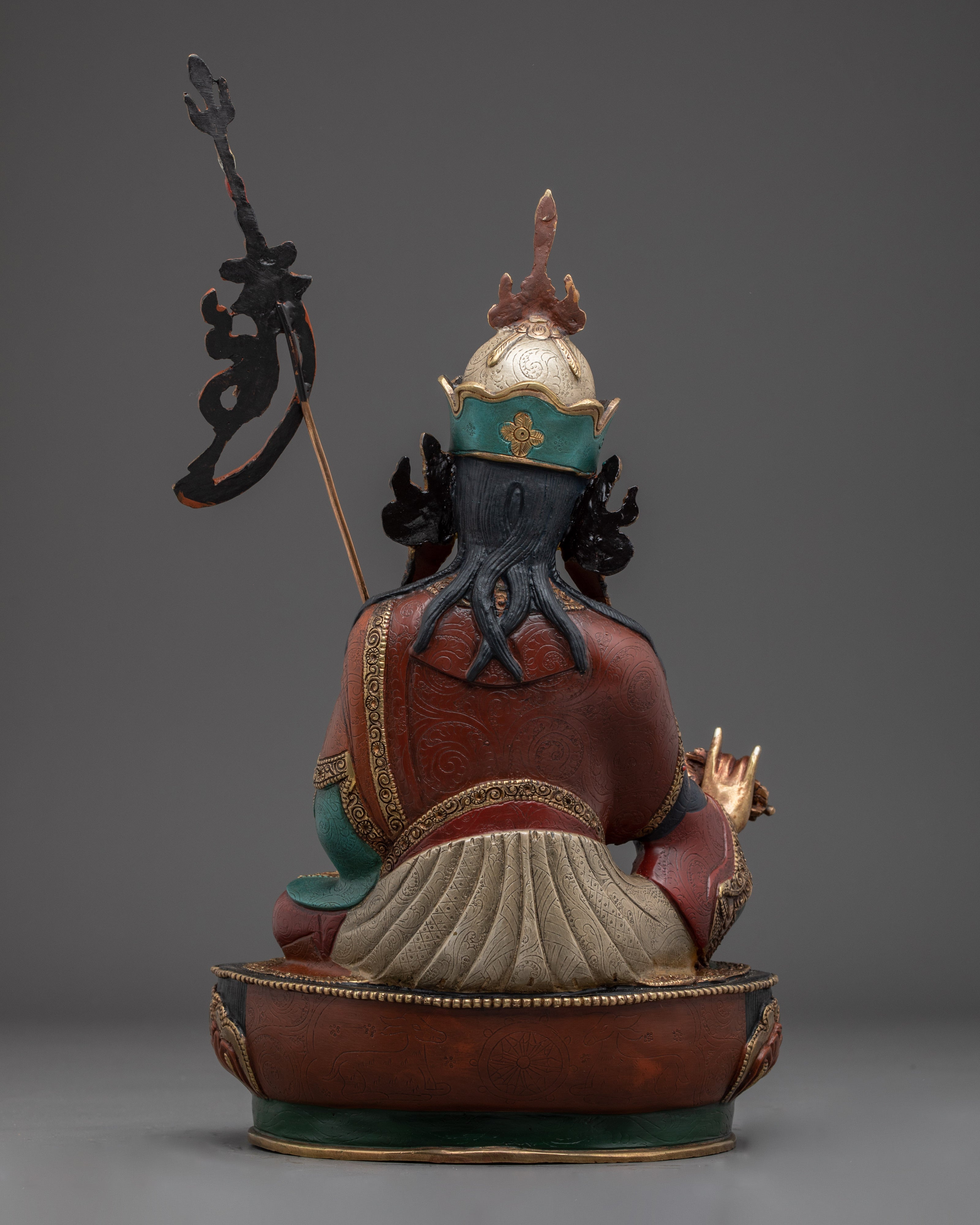 Guru Rinpoche Figure Gold & Acrylic Detailing | Buddhist Deity for Altar & Meditation