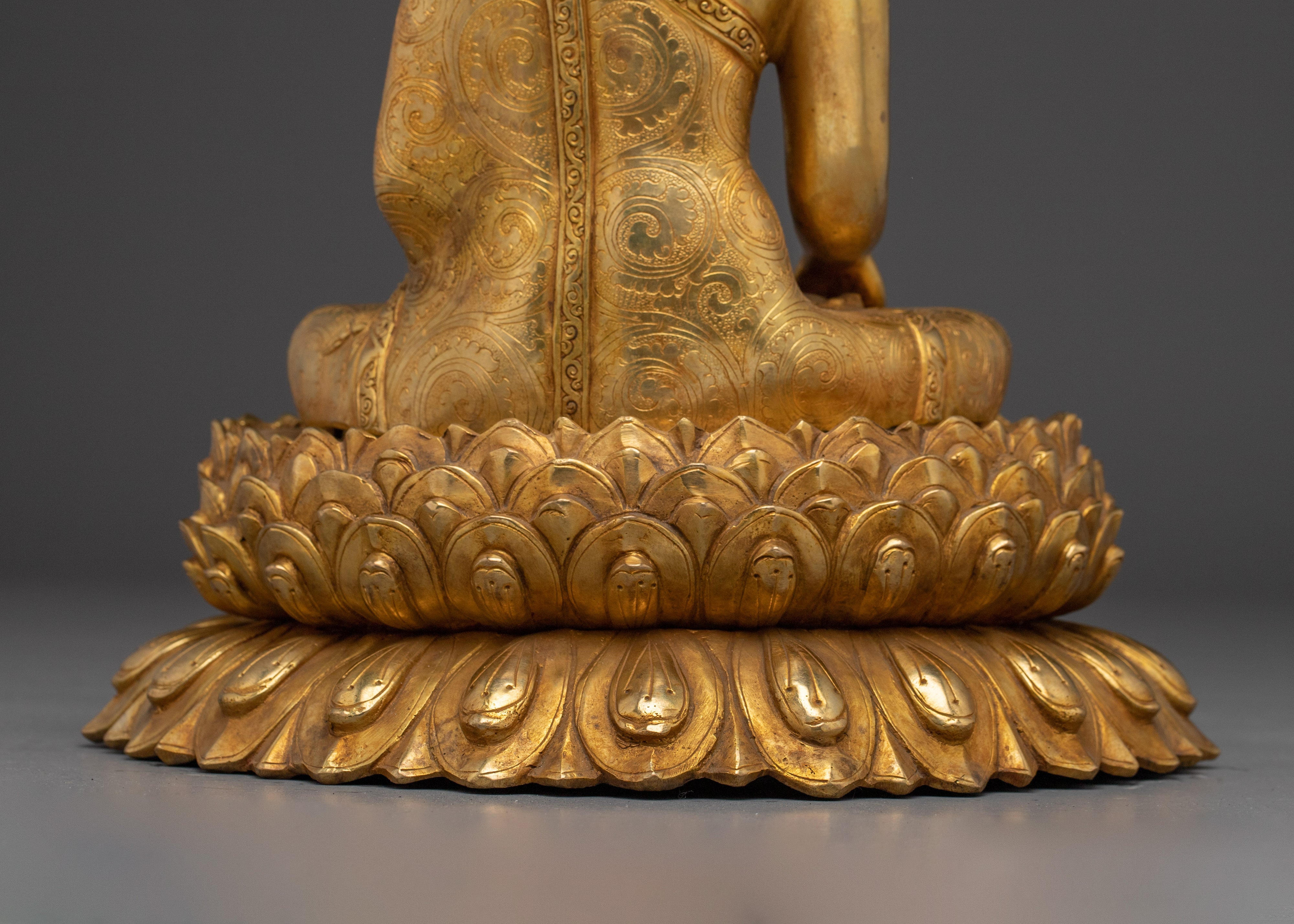 Shakyamuni Buddha Statue with Gold & Acrylic Detailing | Buddha Sculpture for Meditation