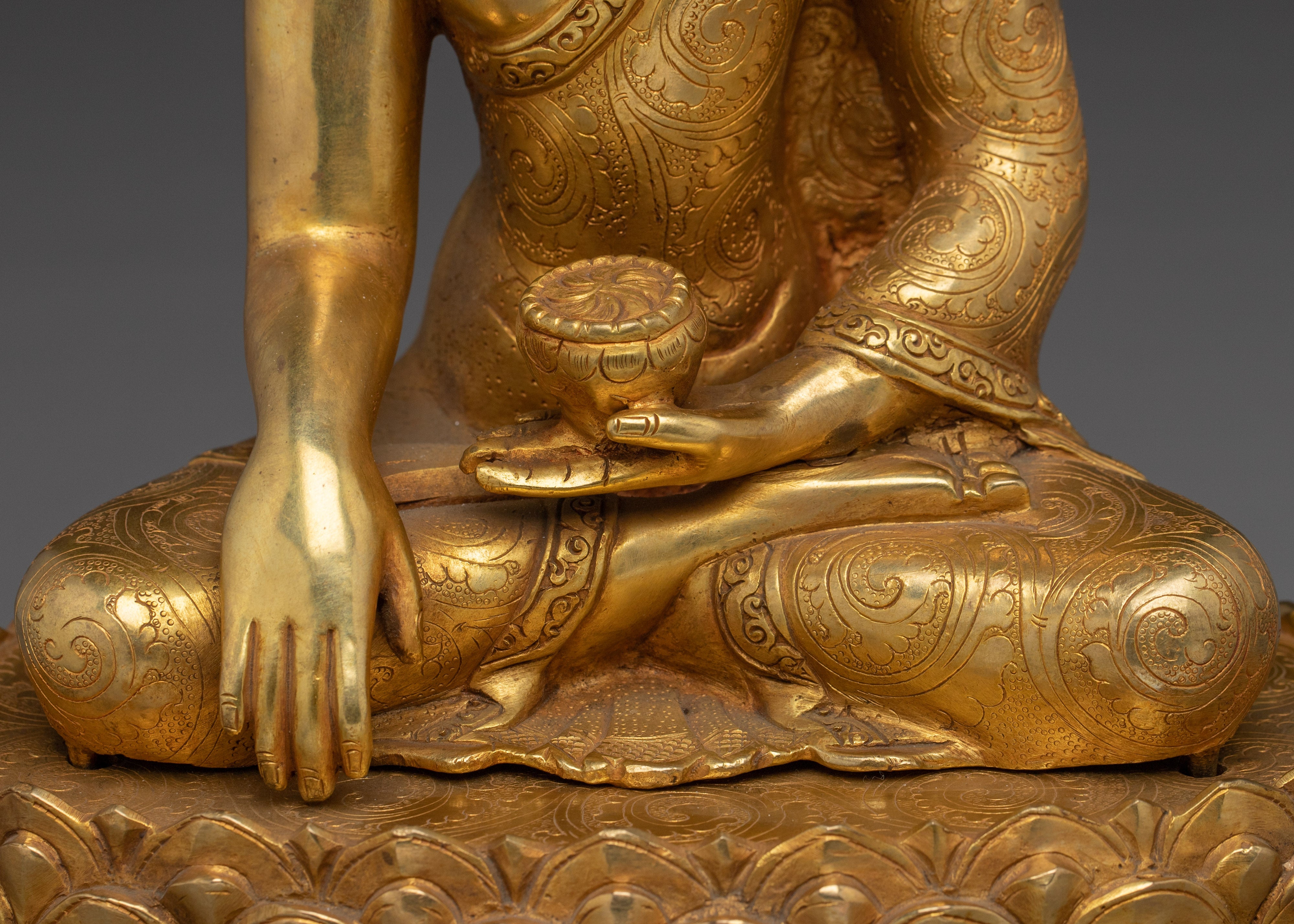 Shakyamuni Buddha Statue with Gold & Acrylic Detailing | Buddha Sculpture for Meditation
