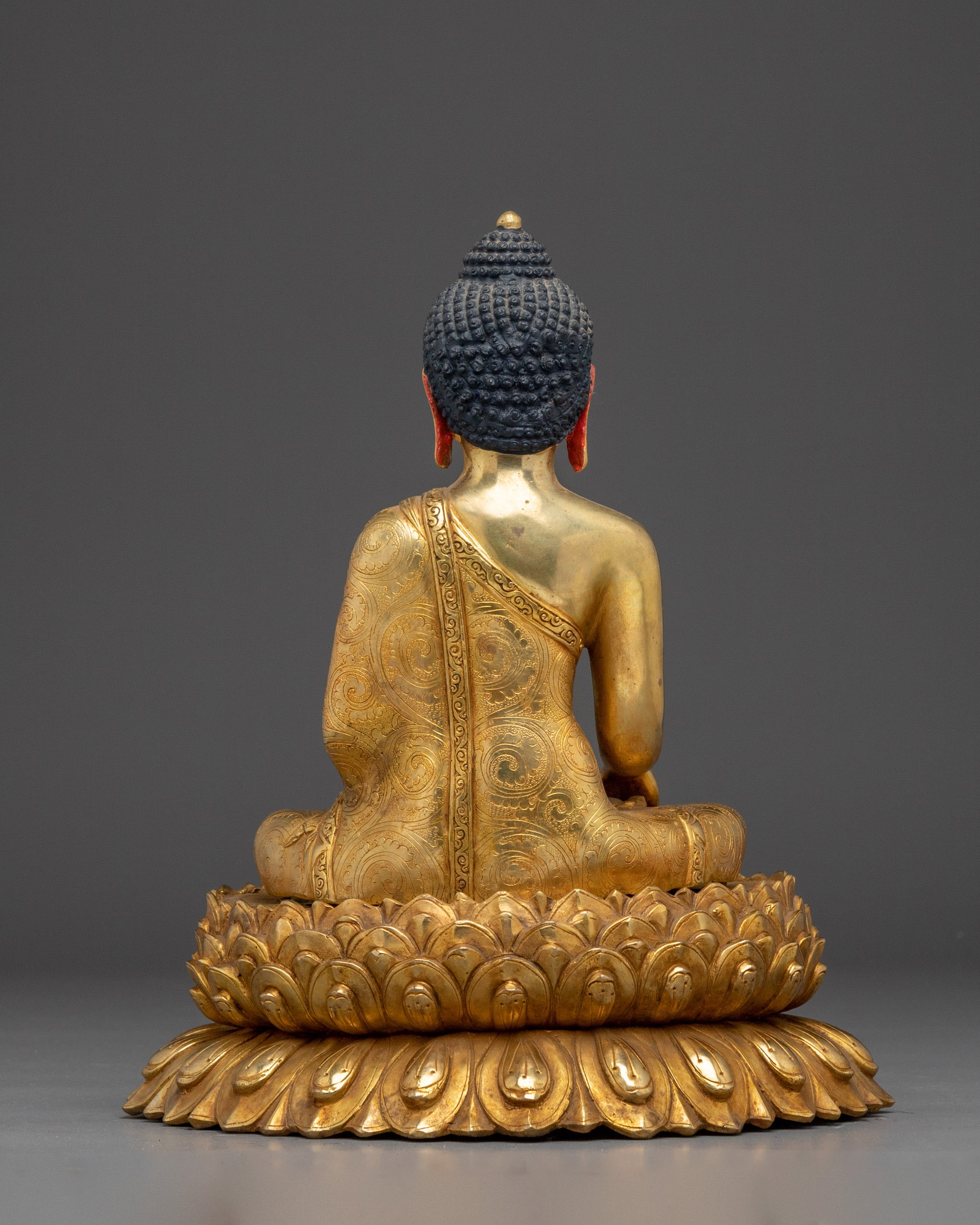 Shakyamuni Buddha Statue with Gold & Acrylic Detailing | Buddha Sculpture for Meditation