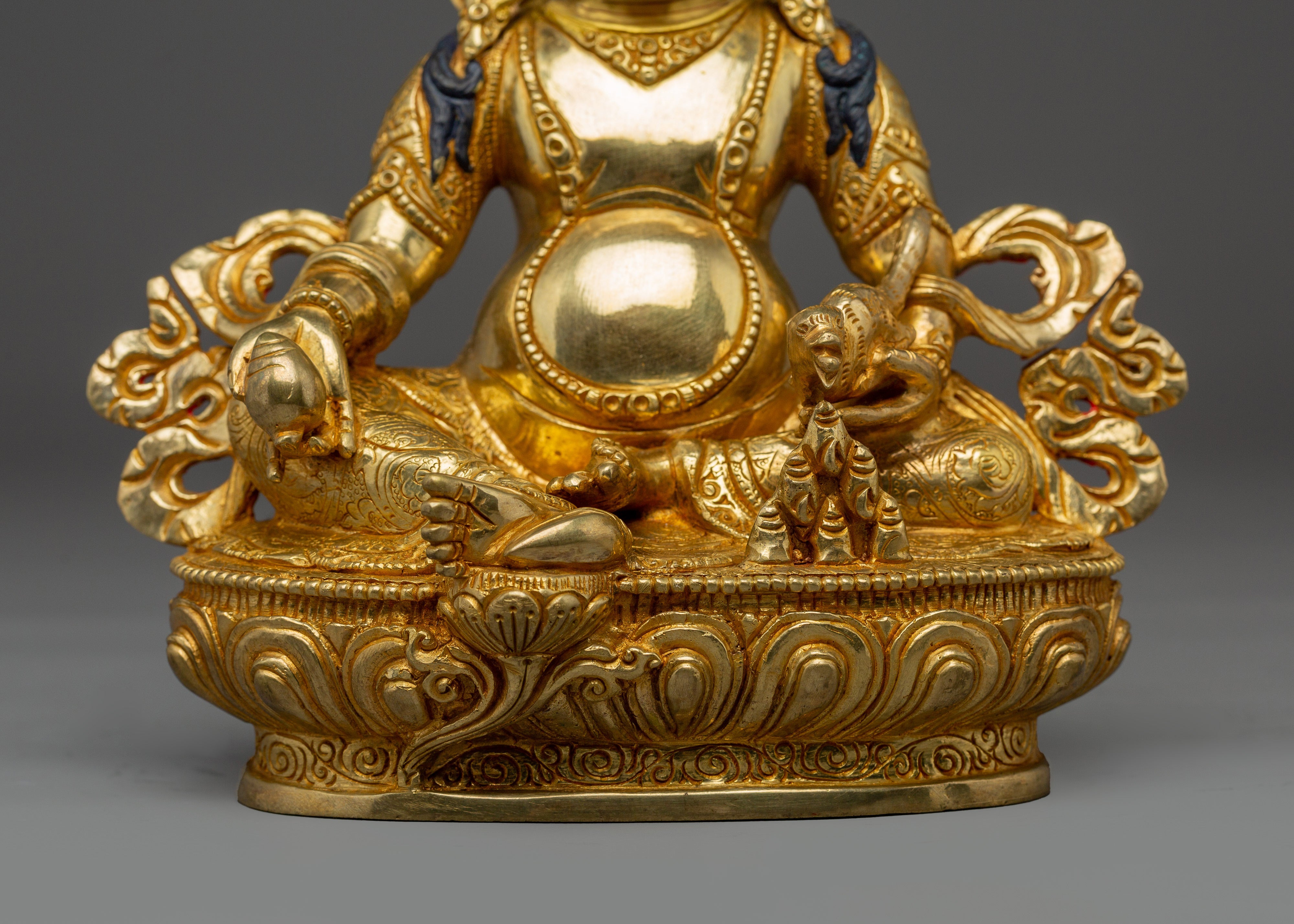 Dzambhala 24K Gold Gilded Copper Statue | Tibetan Buddha for Spiritual Abundance