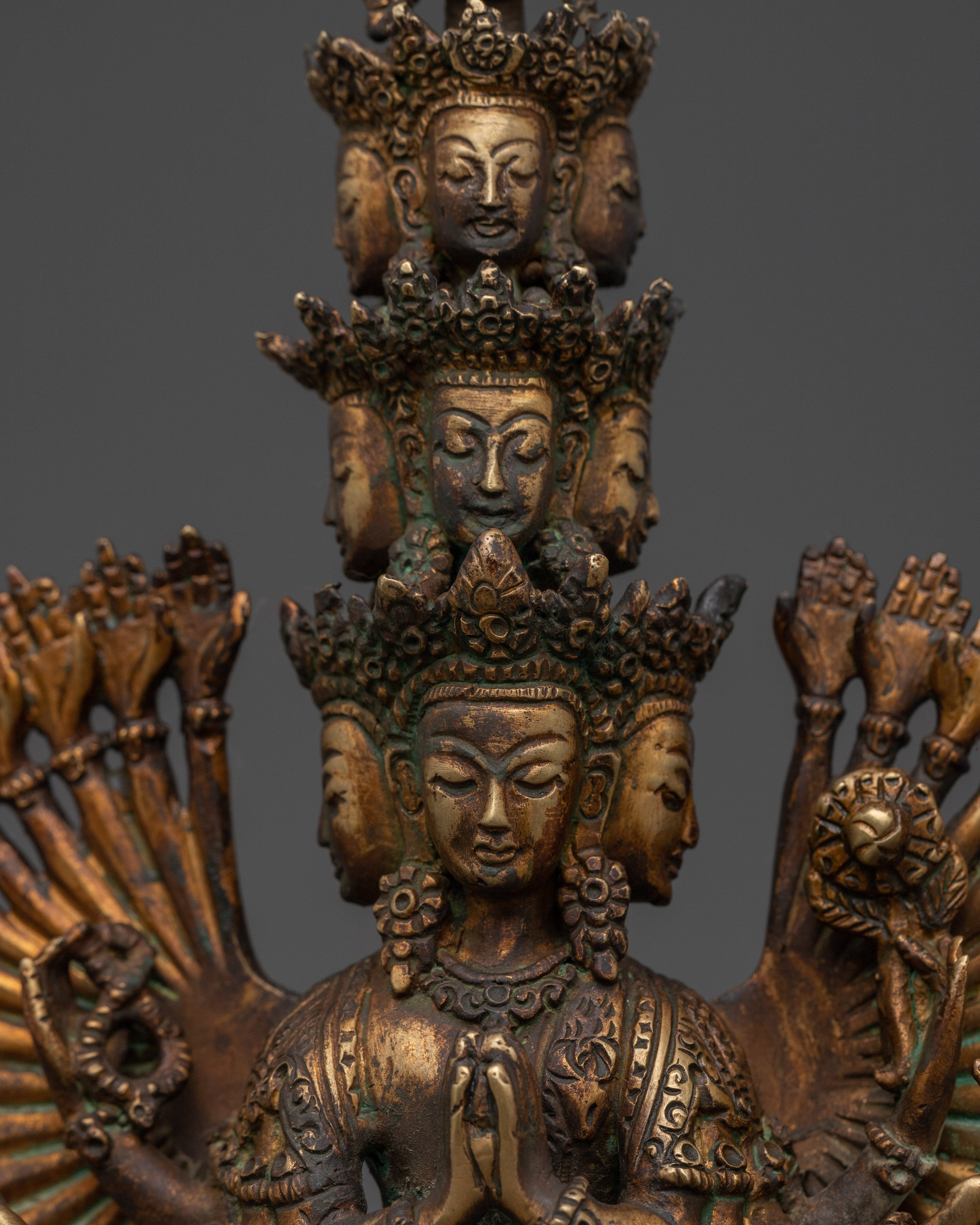 Tibetan 1000 Armed Chenrezig Statue | Divine Protector of Compassion
