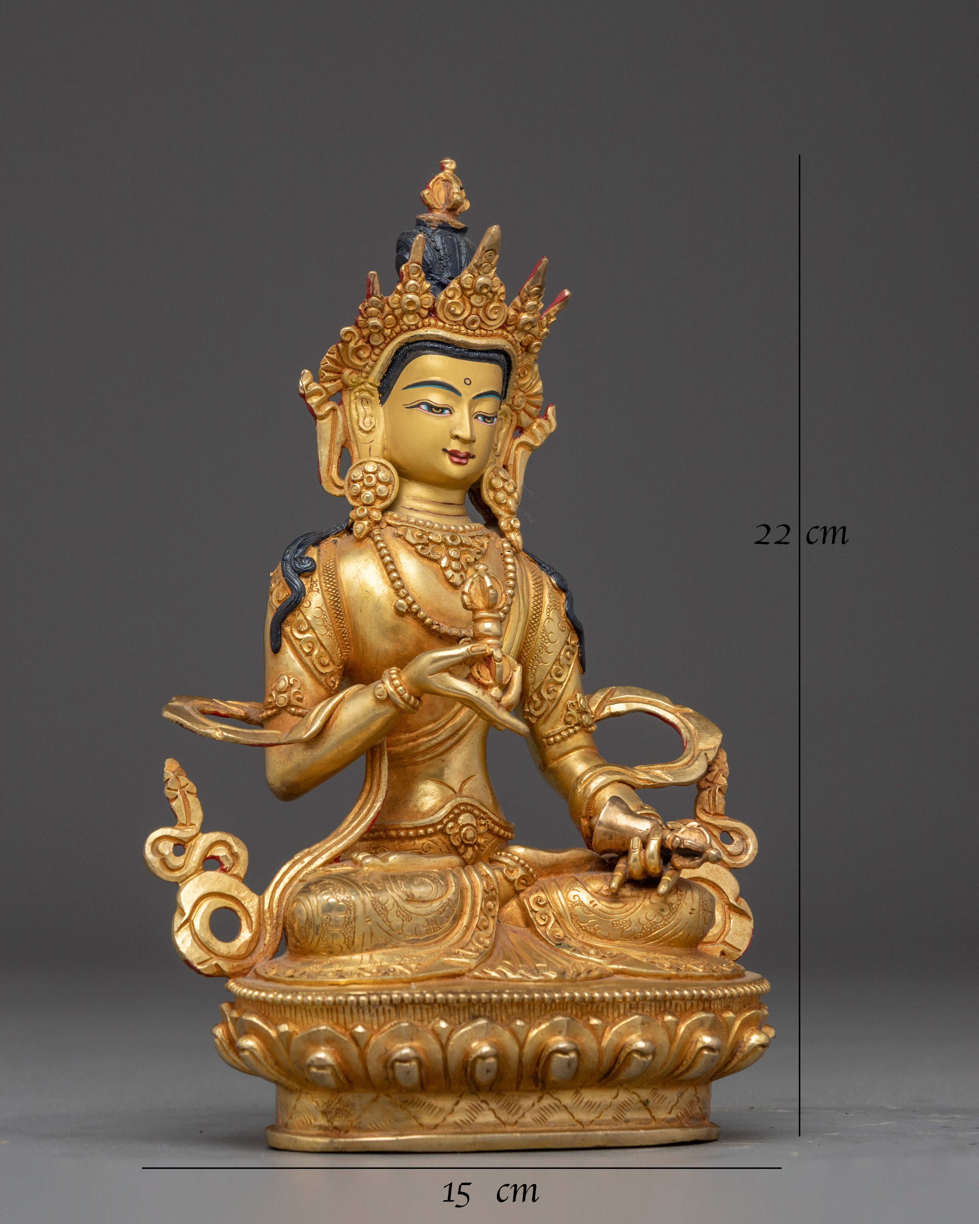 Elegant Vajrasattva Gold and Copper Statue 