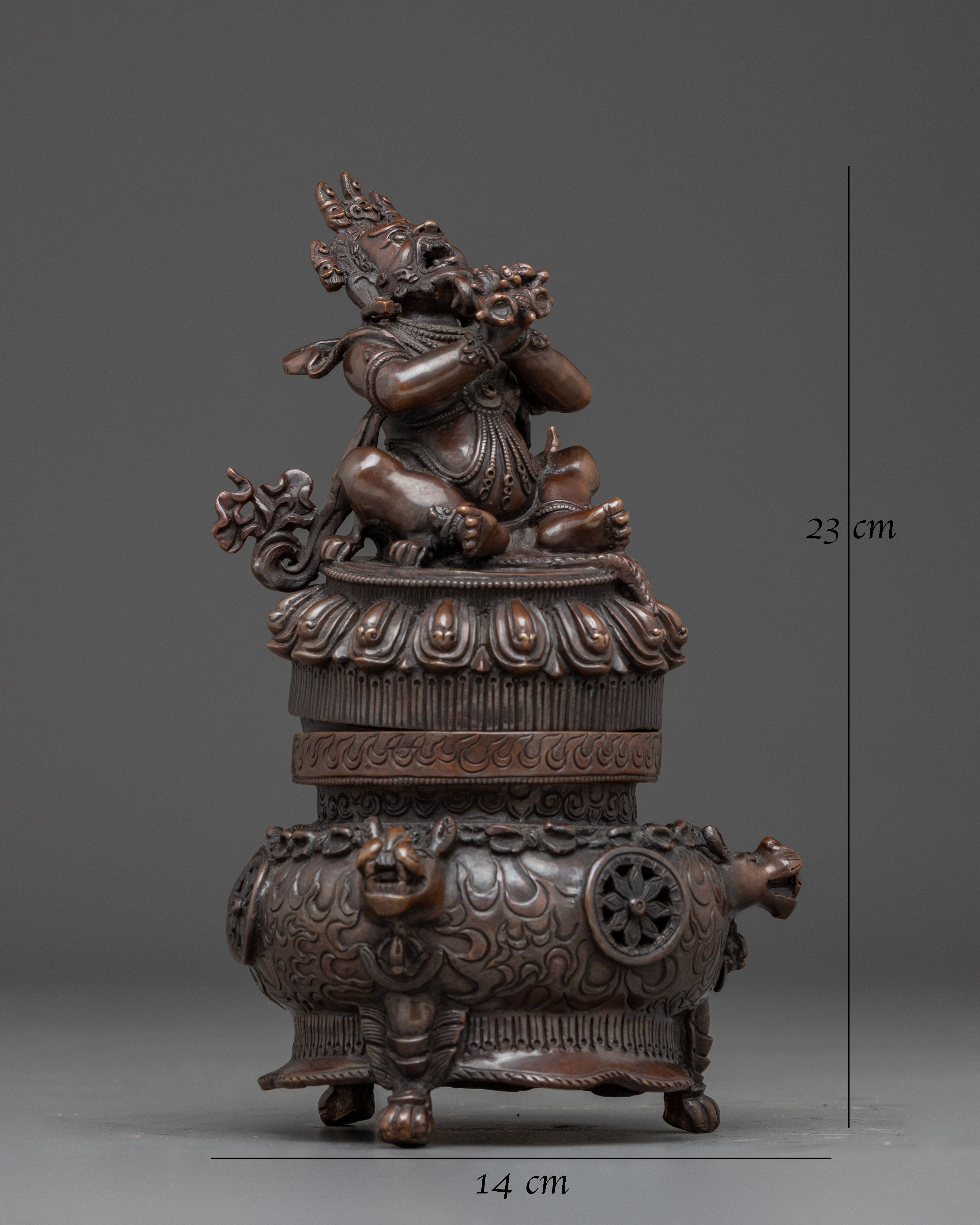 Vajradhaka statue in oxidized copper 