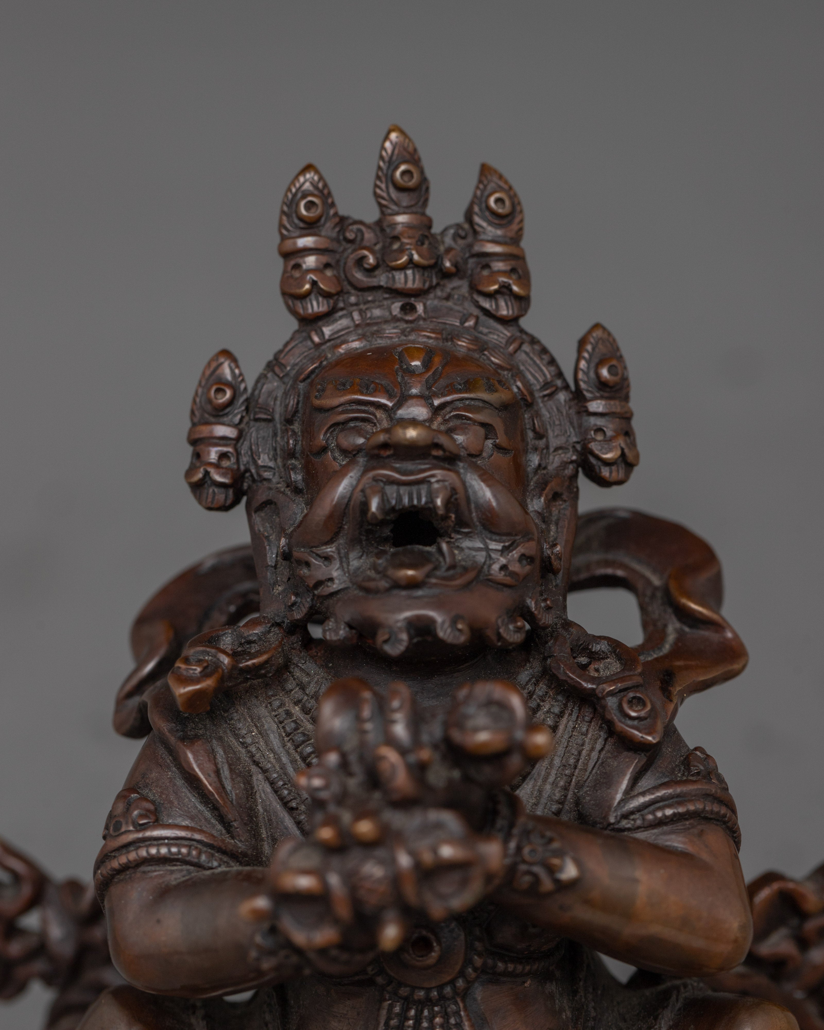 Vajradhaka statue in oxidized copper | Buddhist Protector for Purification Rituals