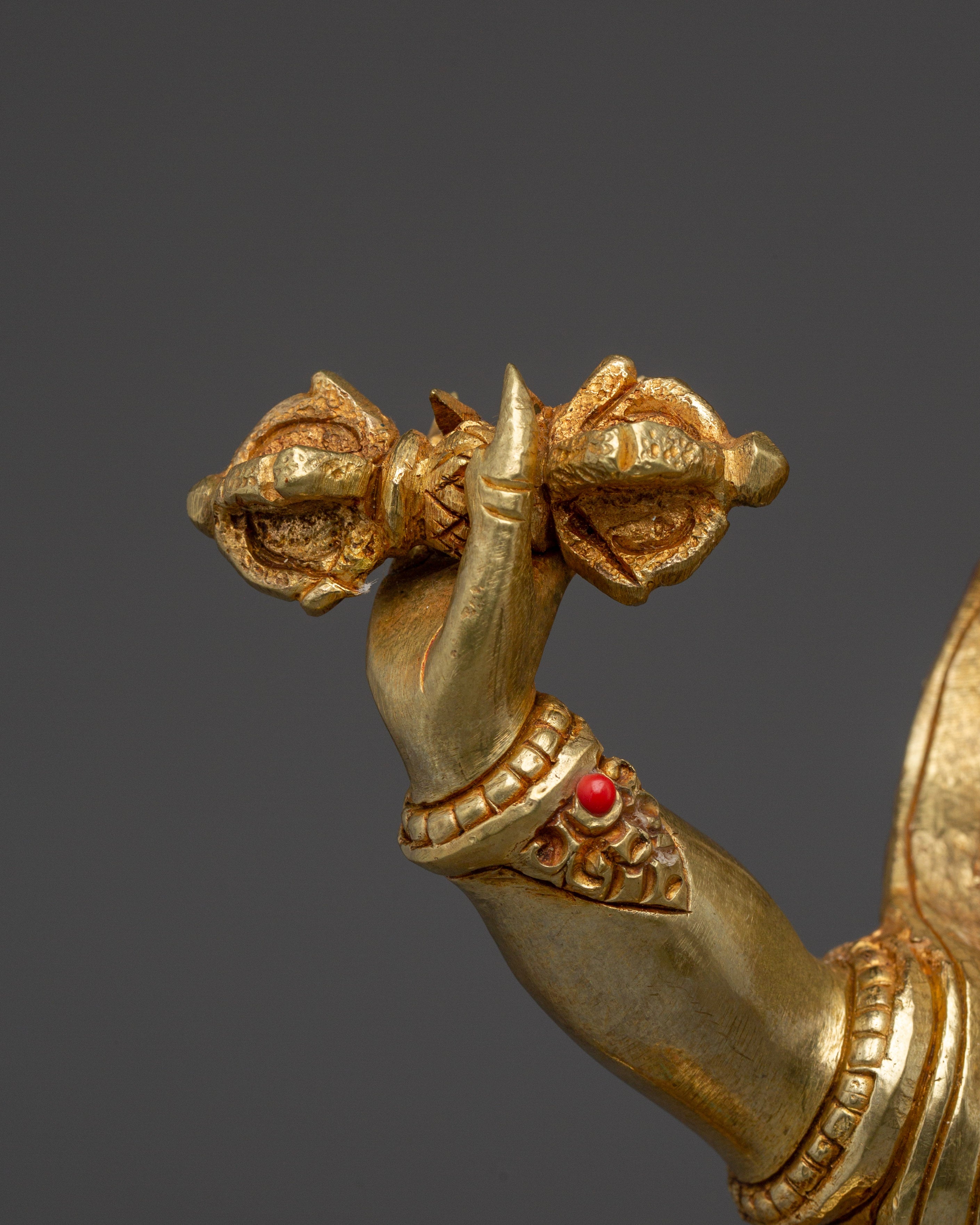 Vajrapani Deity Sculpture with Copper Body | Gold Gilded Protector Statue