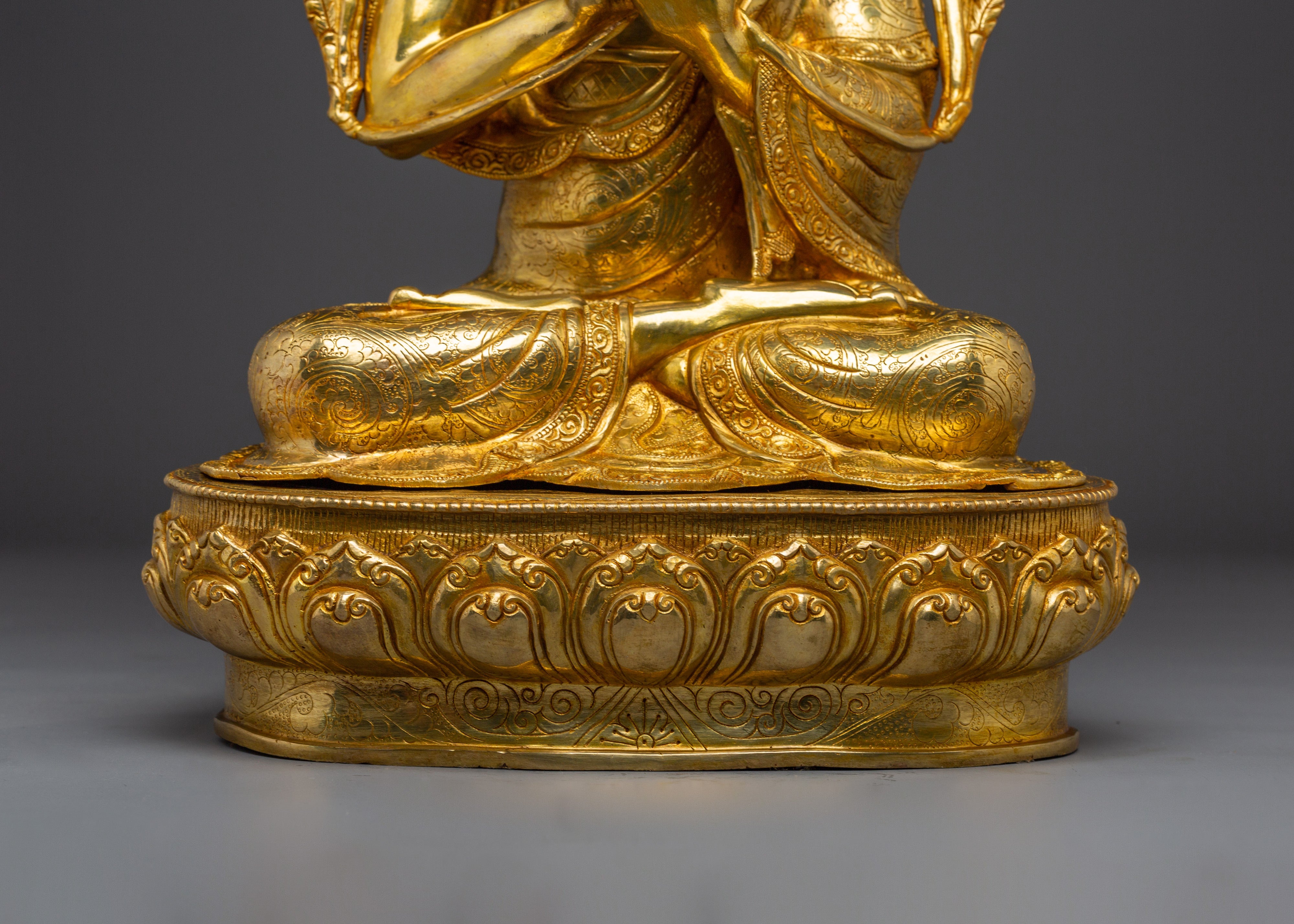 Tsongkhapa Statue Set: Himalayan Handmade Artwork