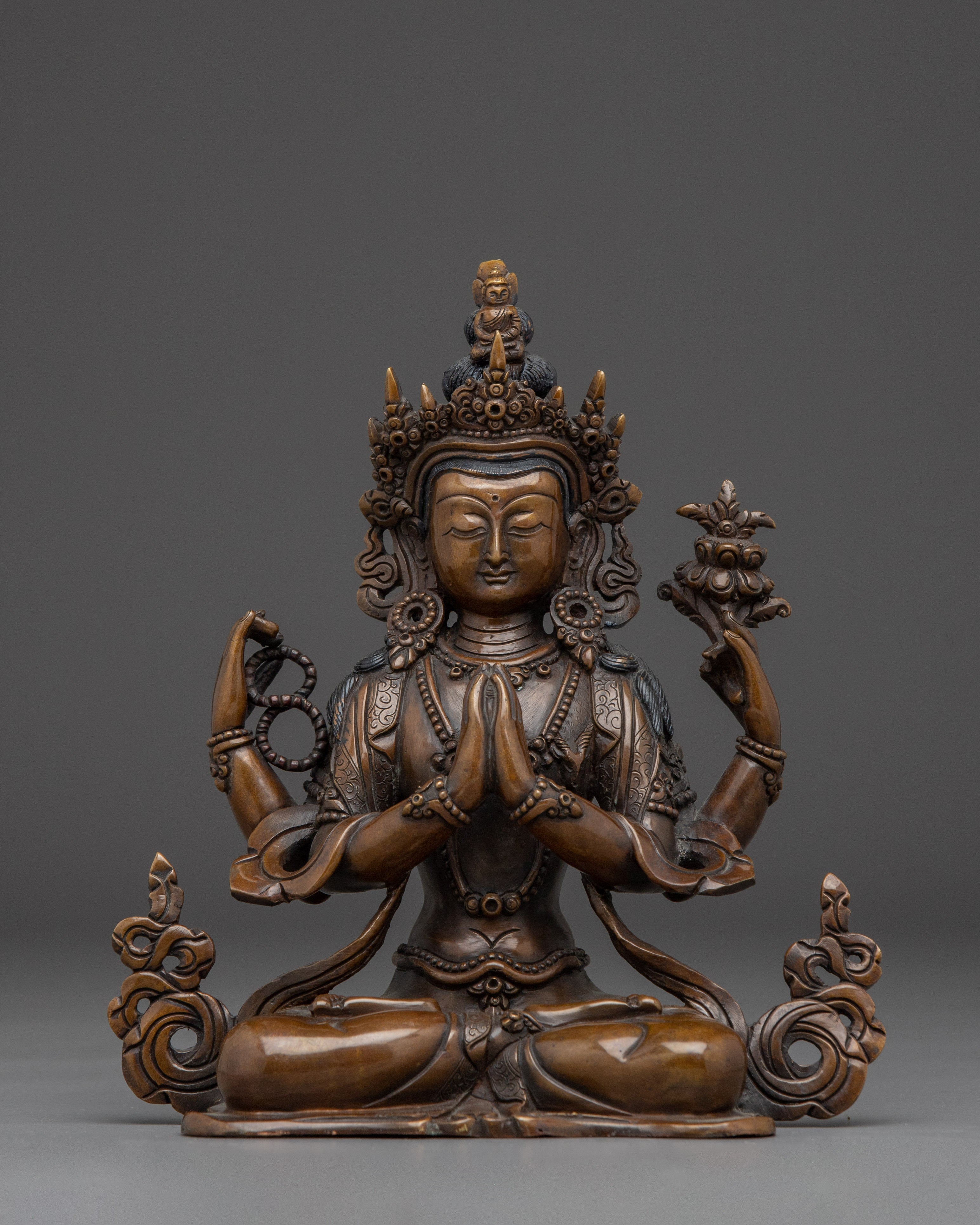 Oxidized Copper Bodhisattva Statue set | Complete Six Bodhisattva For Shrines