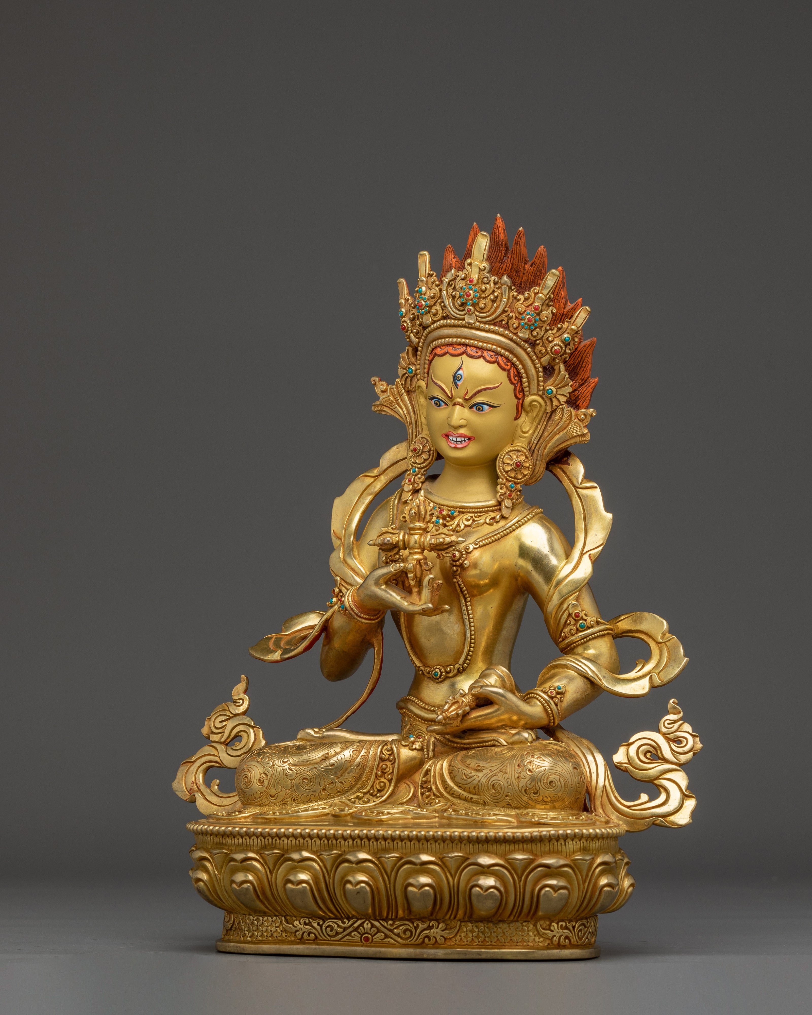 Vajravidarana Statue in 24K Gold-Gilded | Copper Buddhist Deity Handmade in Nepal
