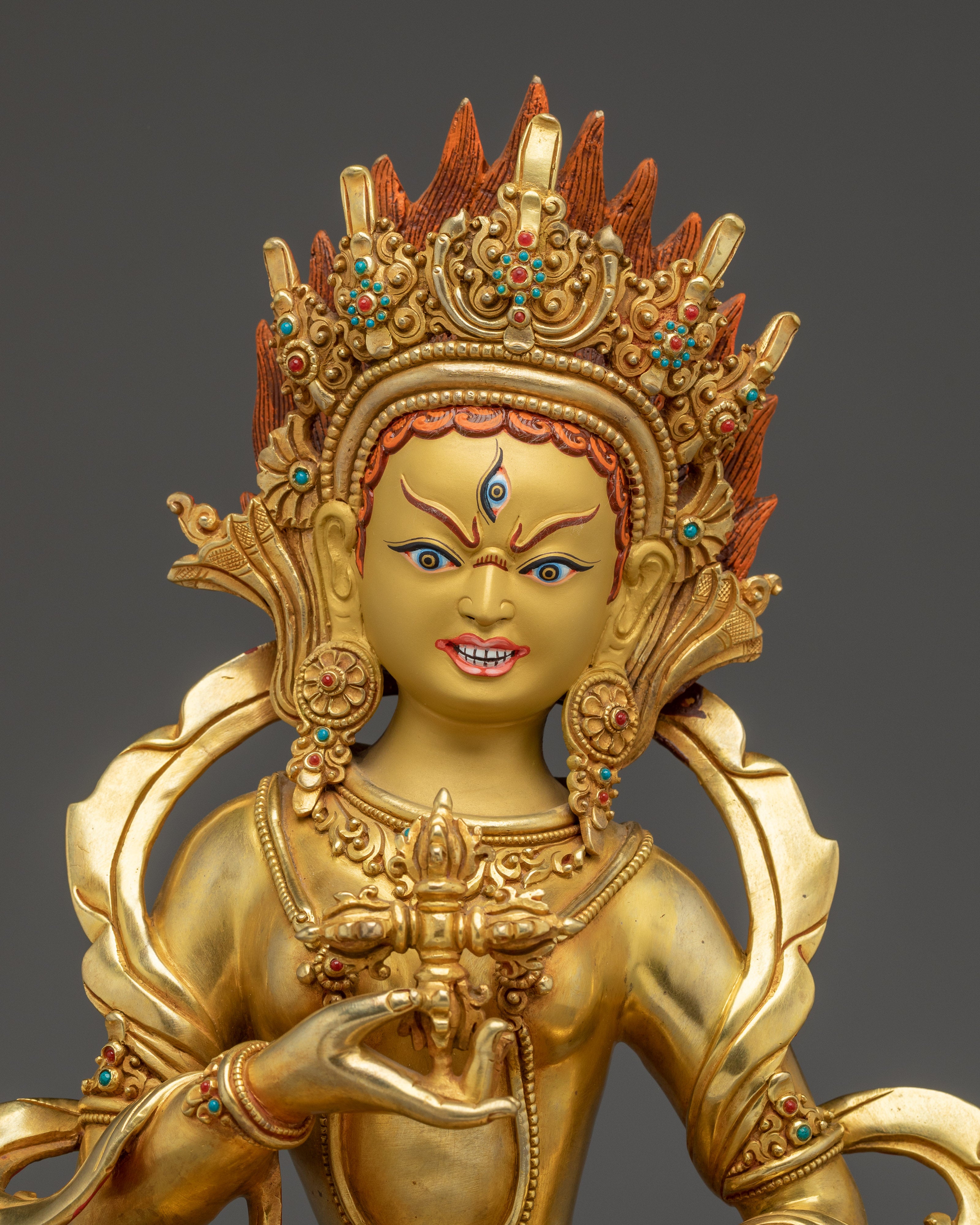 Vajravidarana Statue in 24K Gold-Gilded | Copper Buddhist Deity Handmade in Nepal