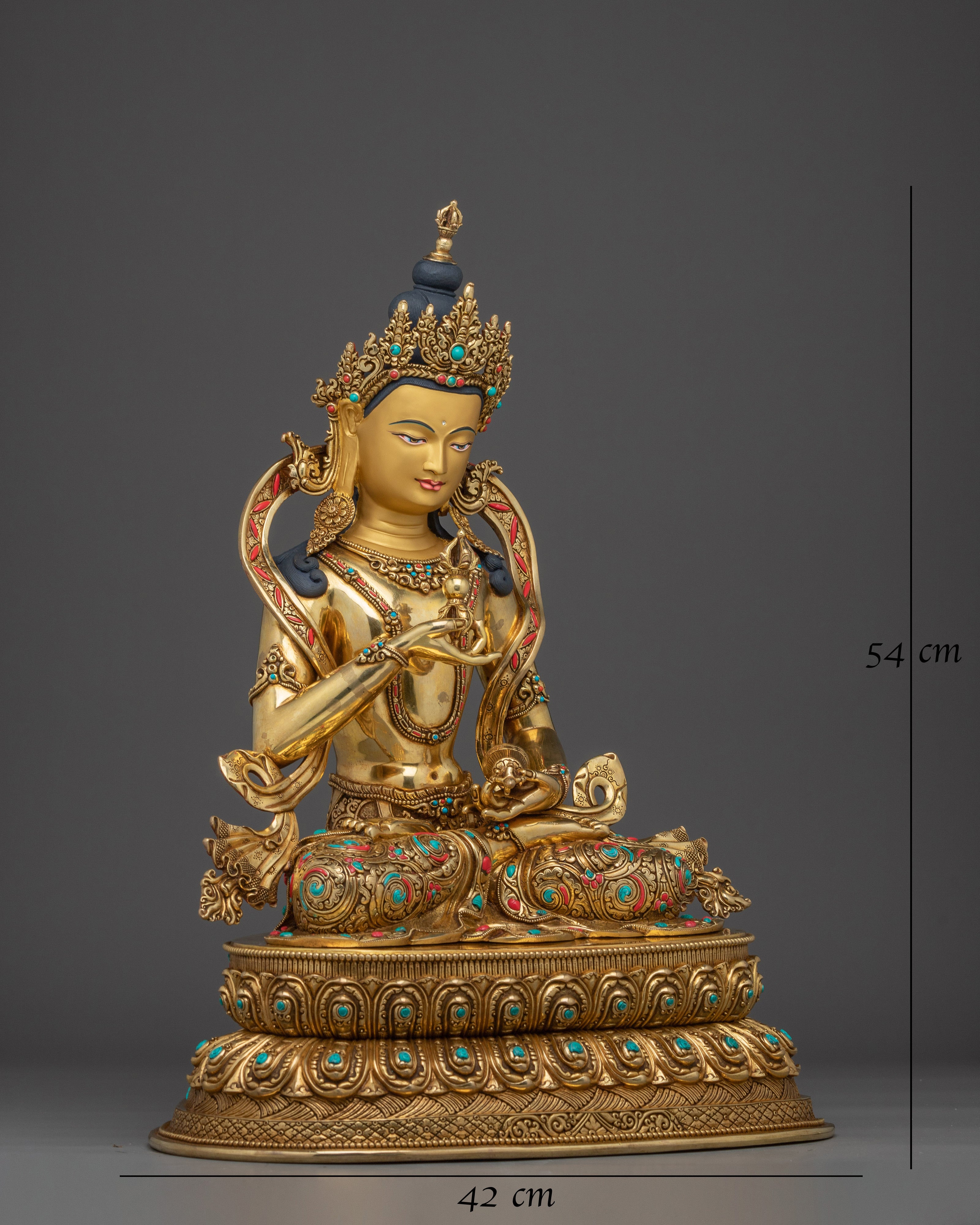 Vajrasattva 24K Gold Gilded Copper Statue 