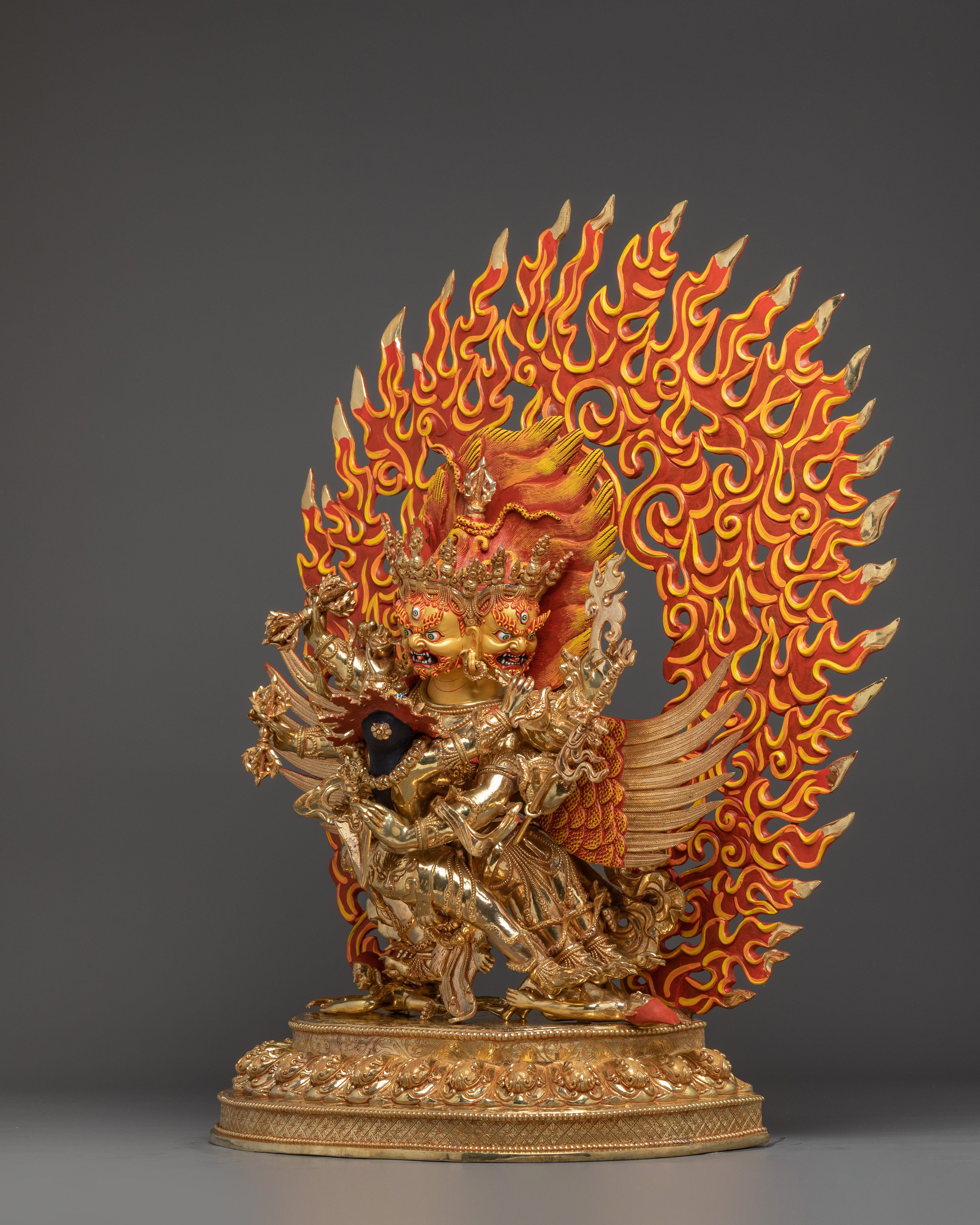 Handmade Vajrakilaya Statue 24K Gold-Gilded | Protector Copper Sculpture for Altar & Tibetan Practice