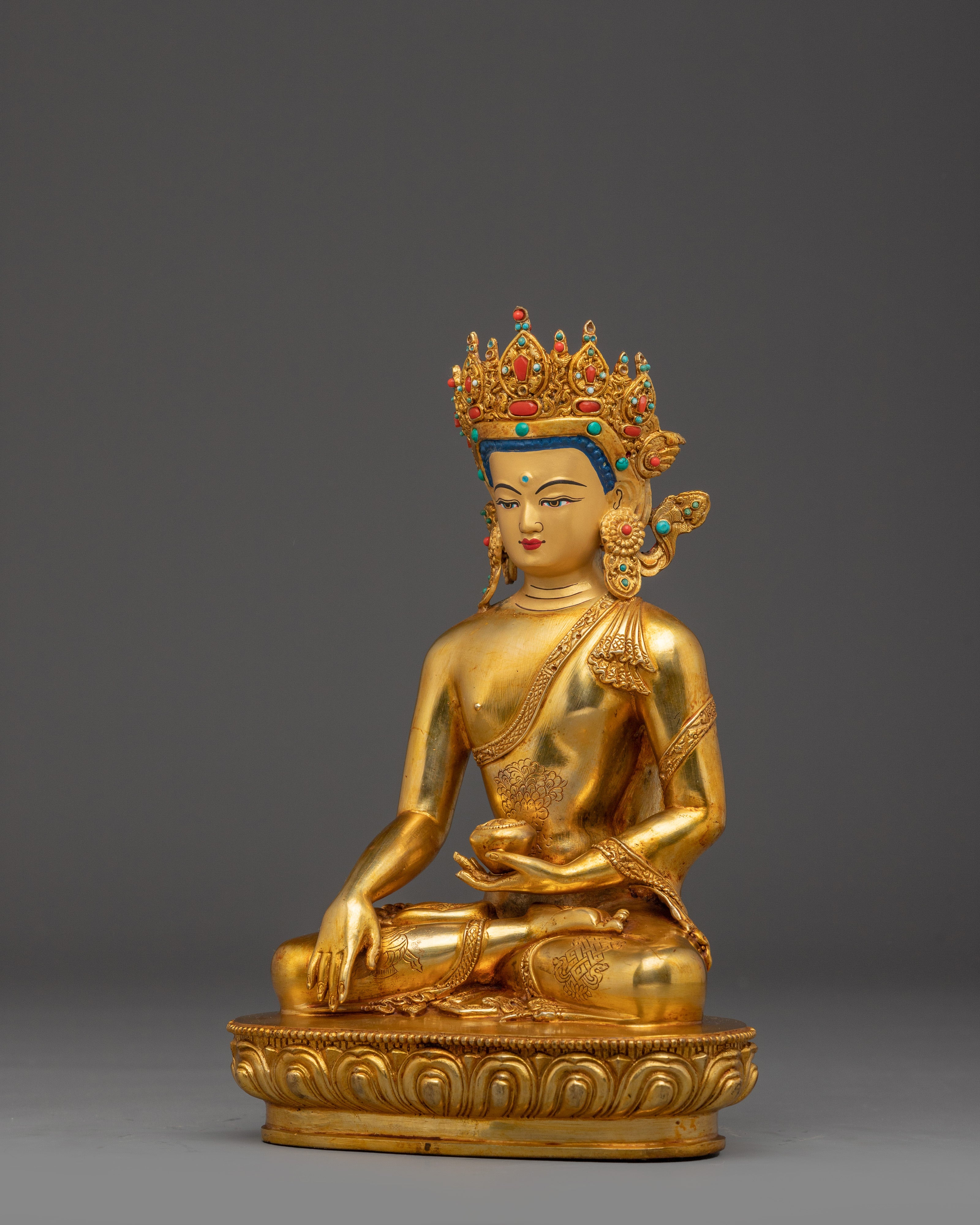 Shakyamuni Buddha statue in 24K Gold-Gilded | Buddhist Art for Altar
