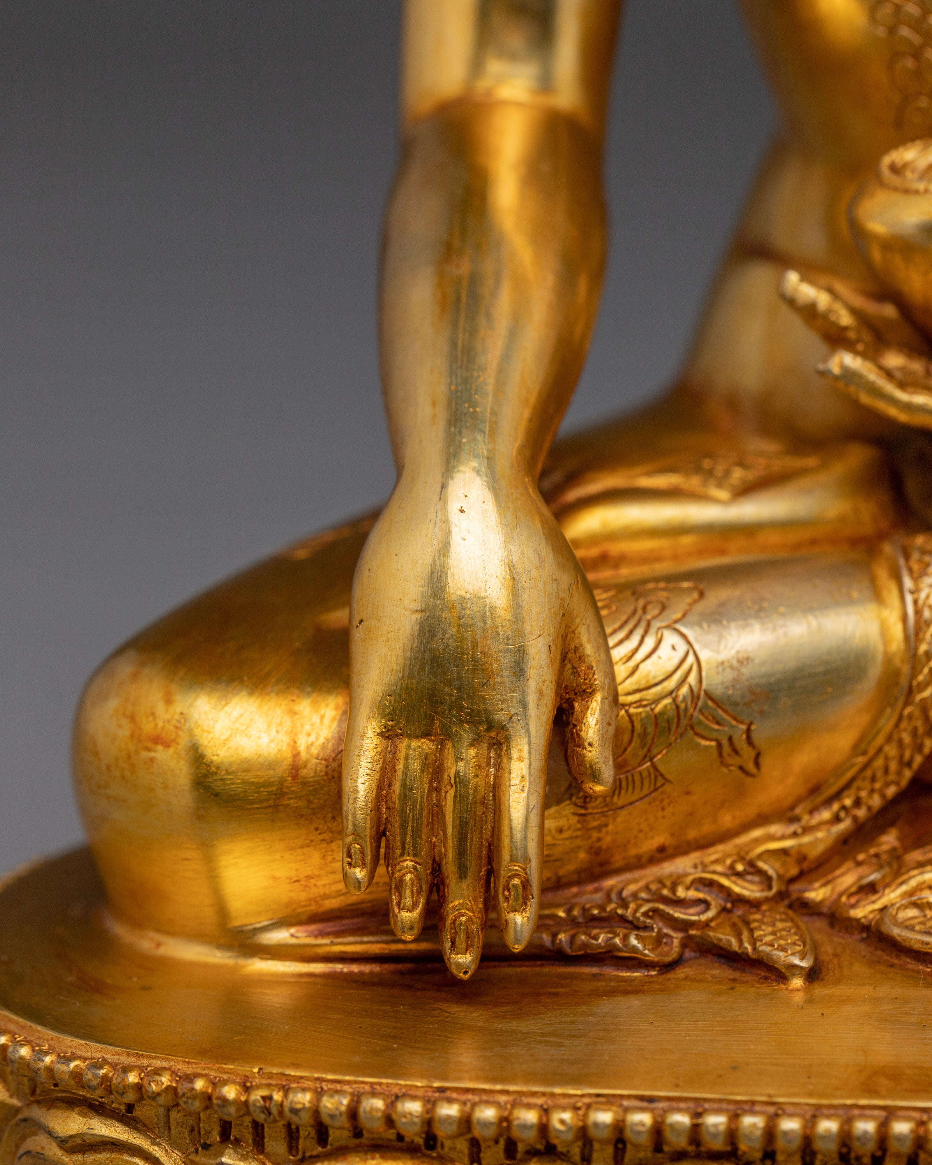 Shakyamuni Buddha statue in 24K Gold-Gilded | Buddhist Art for Altar