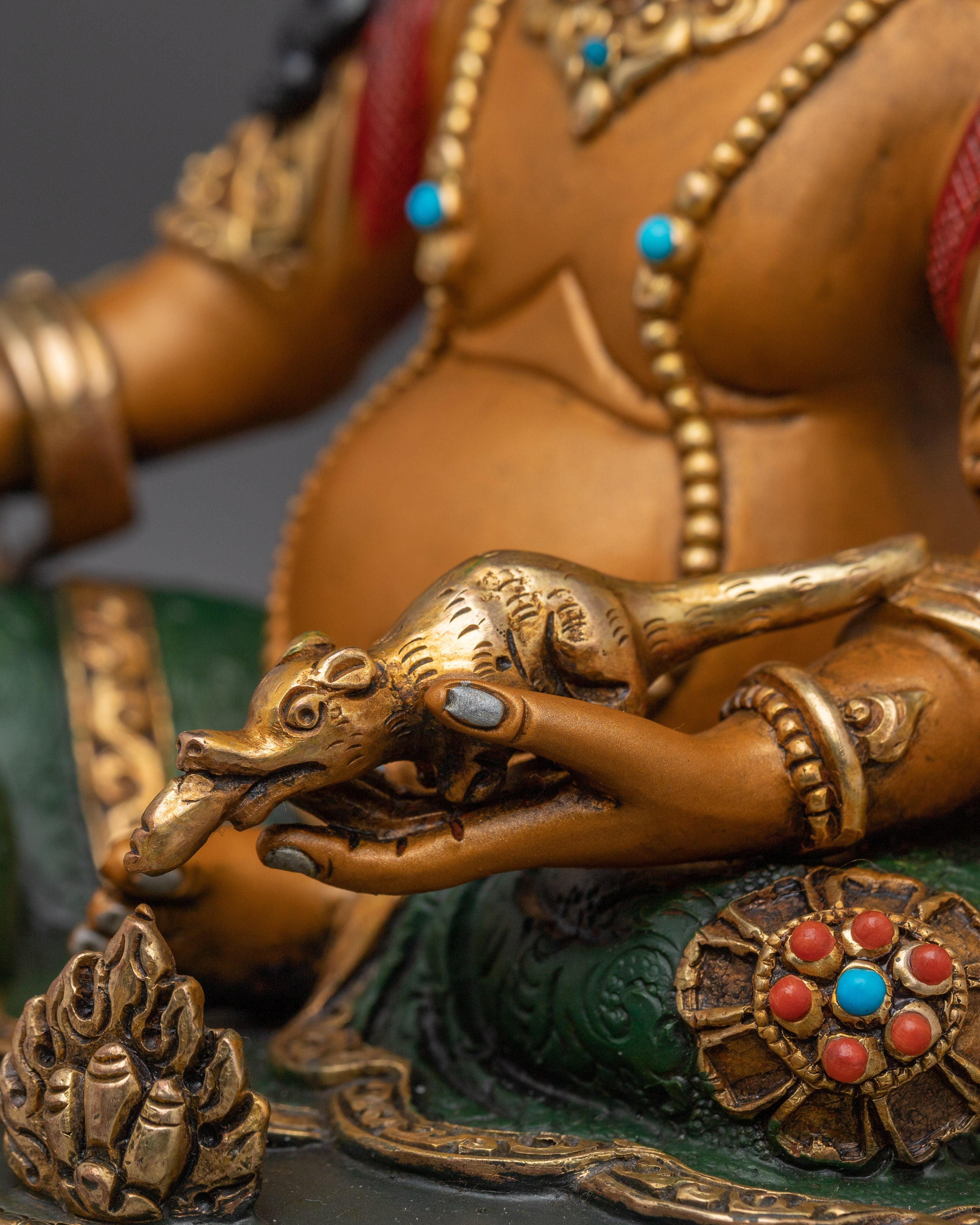 Wealth Deity Dzambhala Copper Sculpture | Tibetan Buddhist Altar Decor