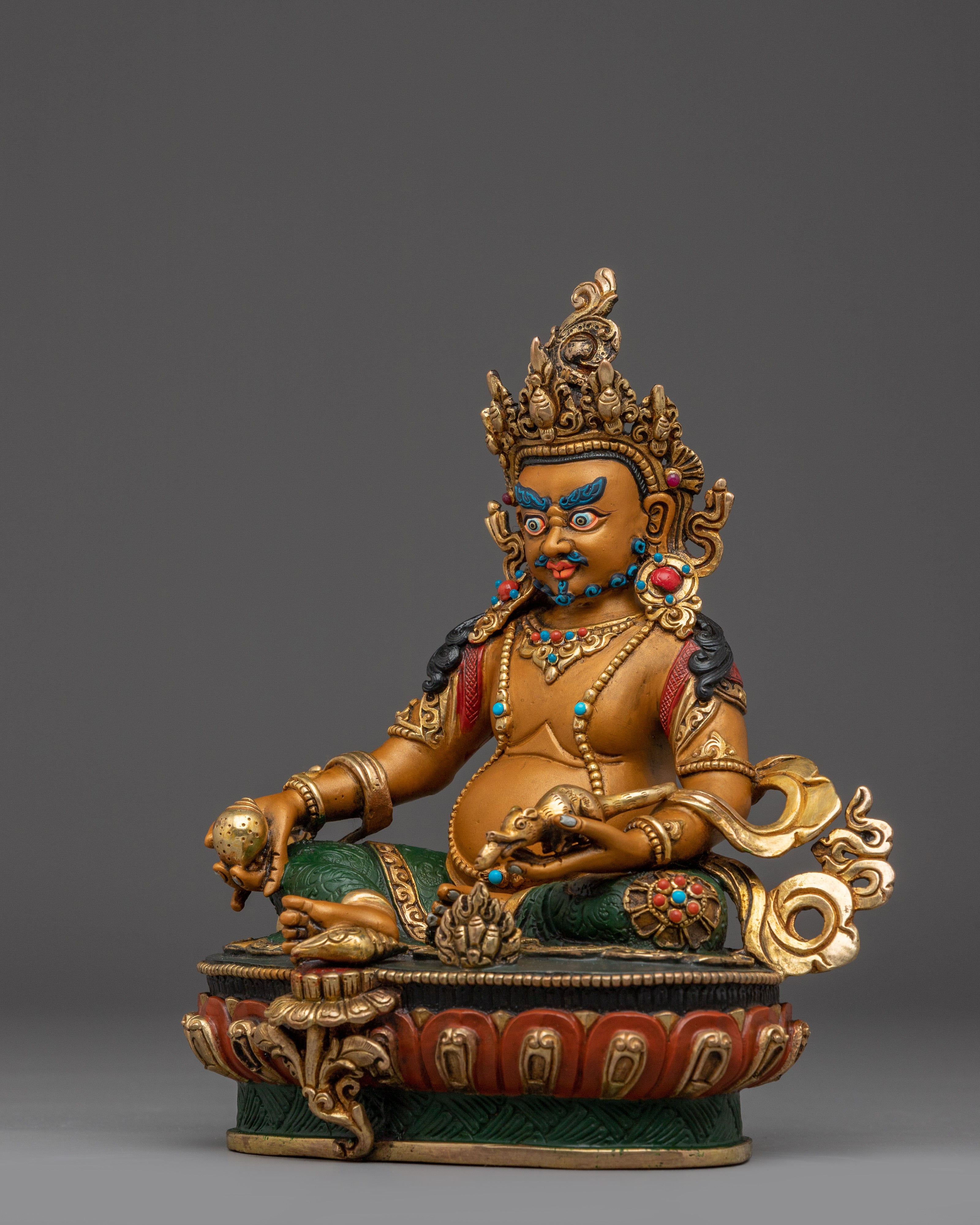 Wealth Deity Dzambhala Copper Sculpture | Tibetan Buddhist Altar Decor