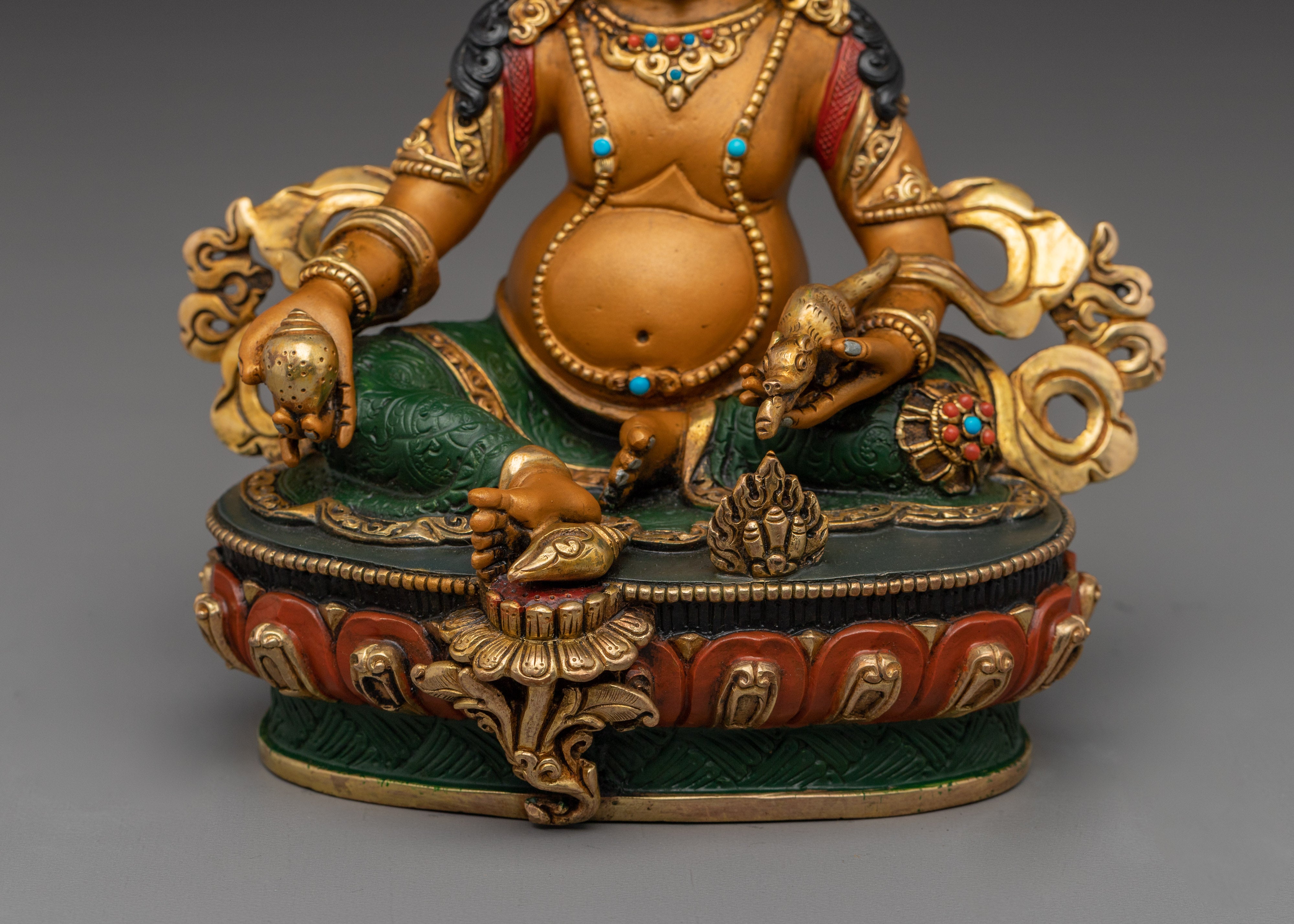 Wealth Deity Dzambhala Copper Sculpture | Tibetan Buddhist Altar Decor