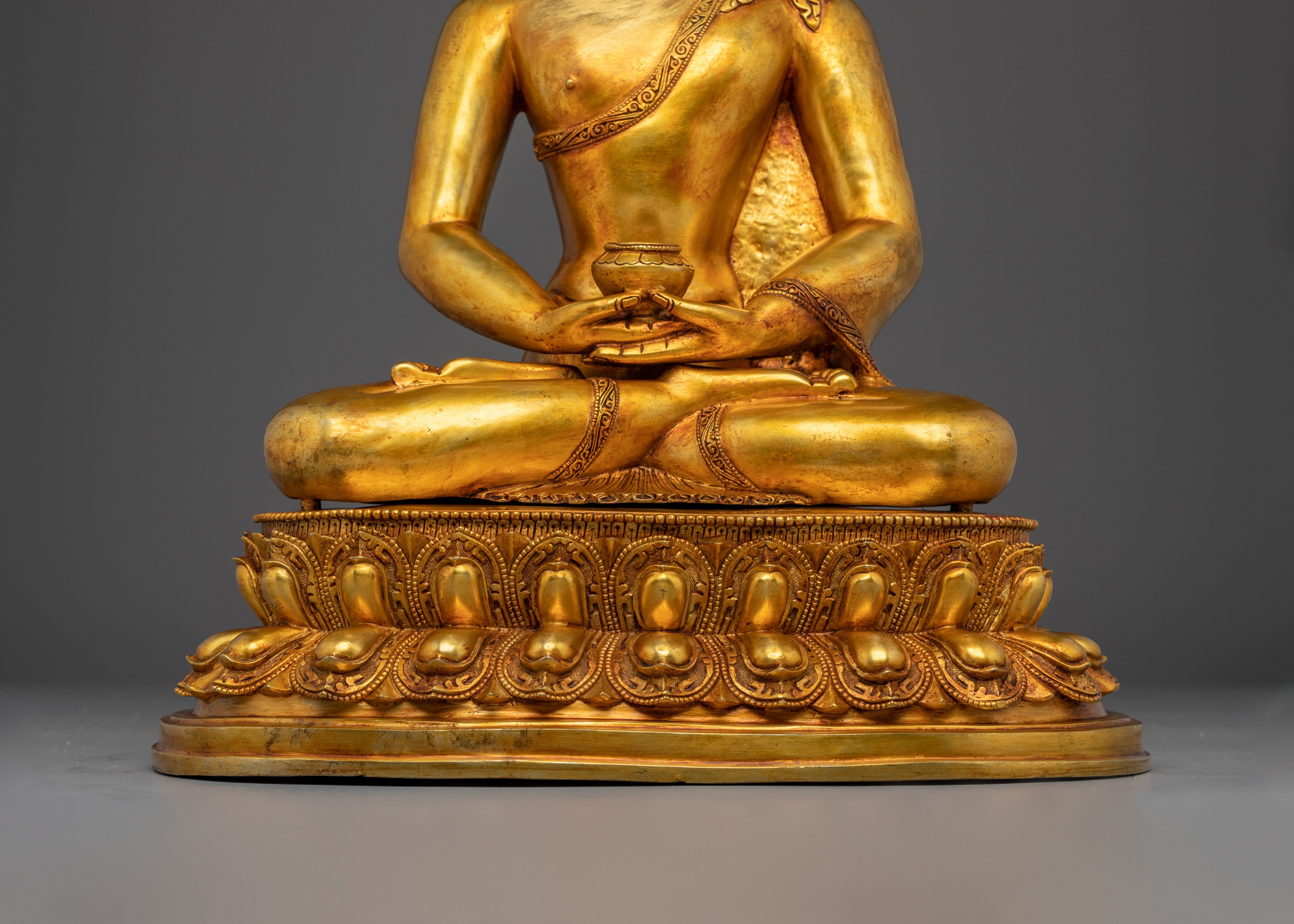 Amitabha Buddha, Gold Gilded Figure | Handmade Nepali Statue for Spiritual Decor