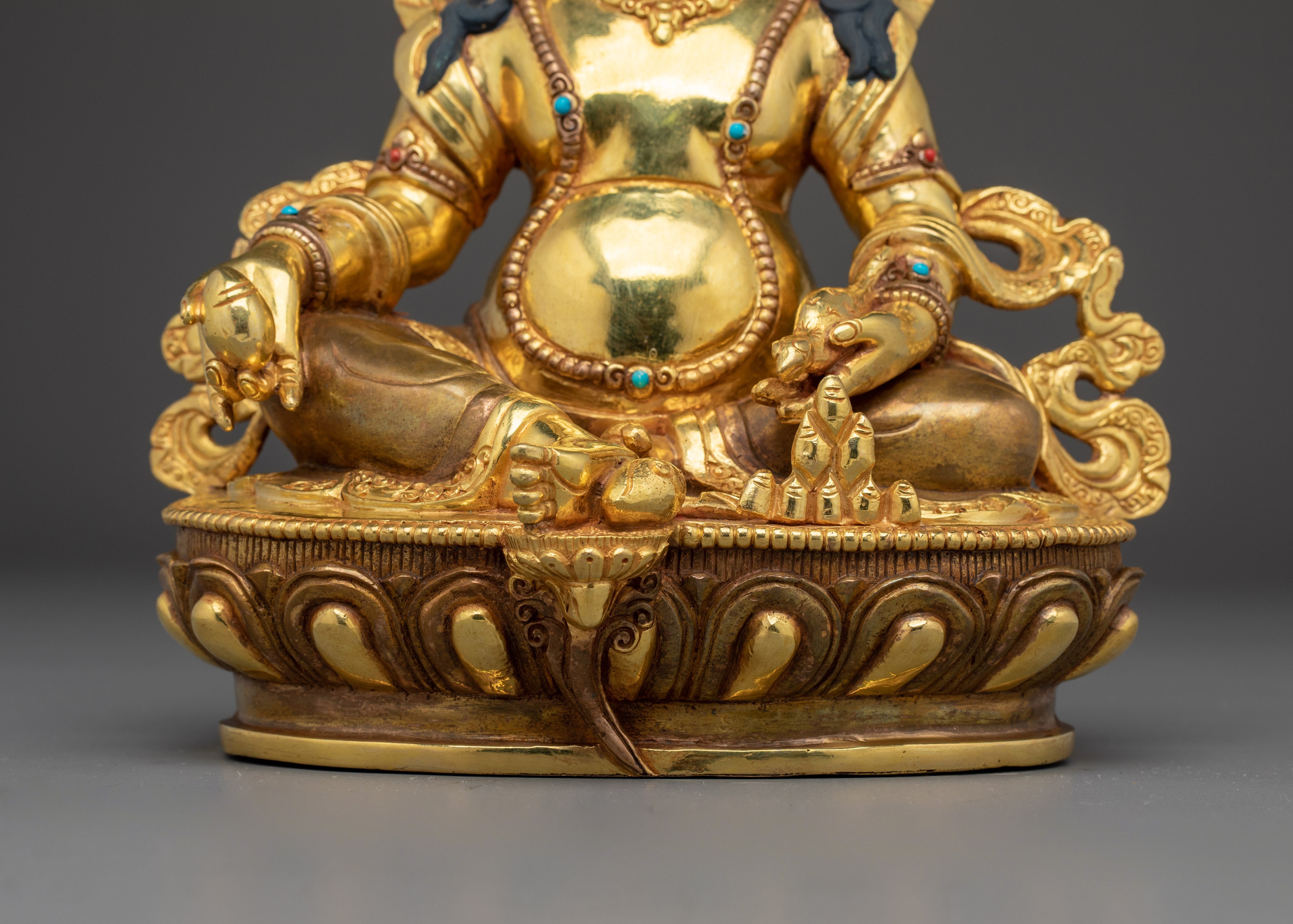 Dzambhala Statue for Prosperity and Ritual Offerings | Copper Wealth Deity for Abundance