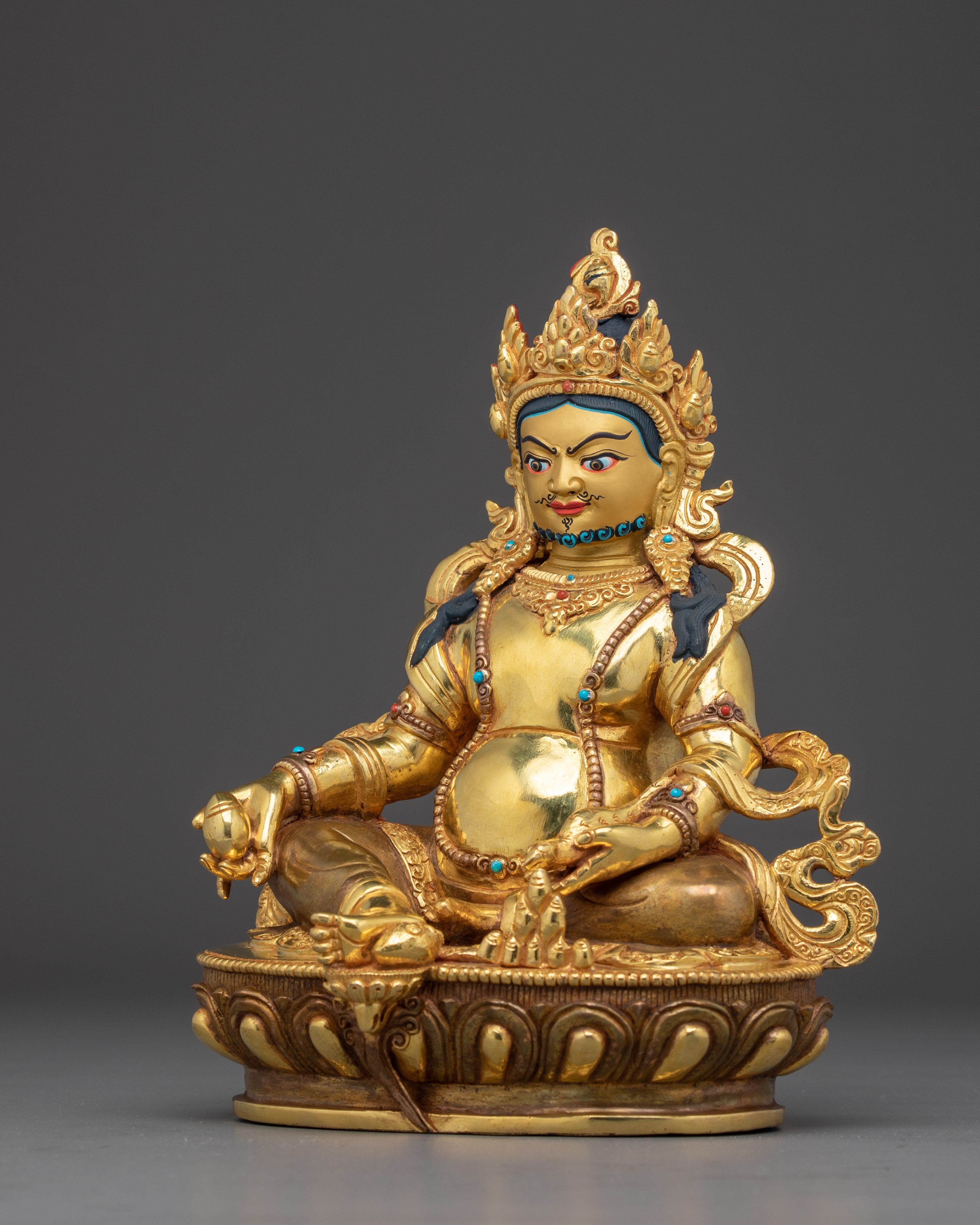 Dzambhala Statue for Prosperity and Ritual Offerings | Copper Wealth Deity for Abundance