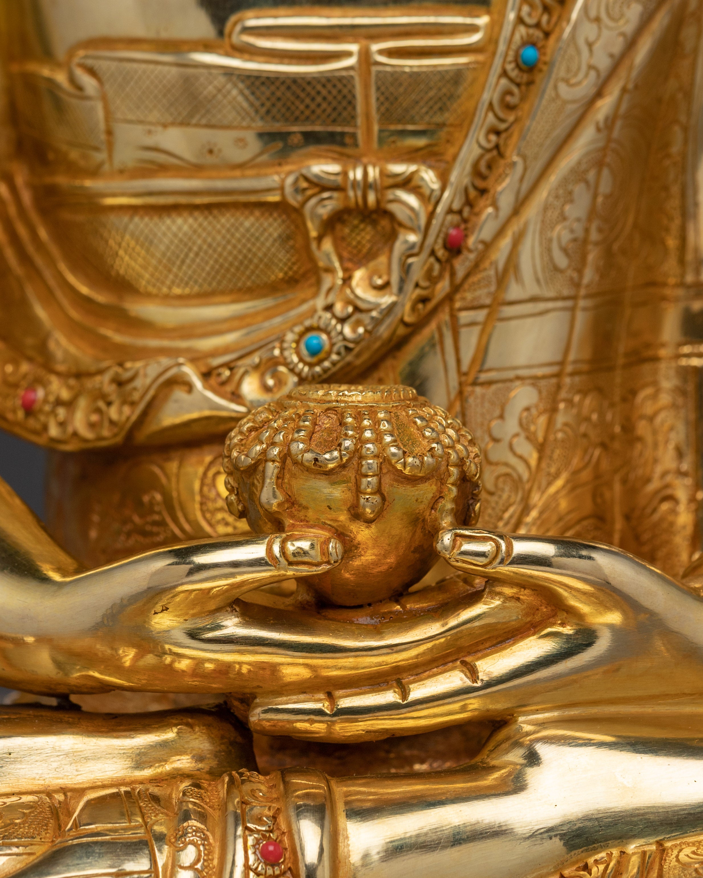 Amitabha Buddha Gold and Copper Sculpture | Infinite Light and Compassion for Pure Land