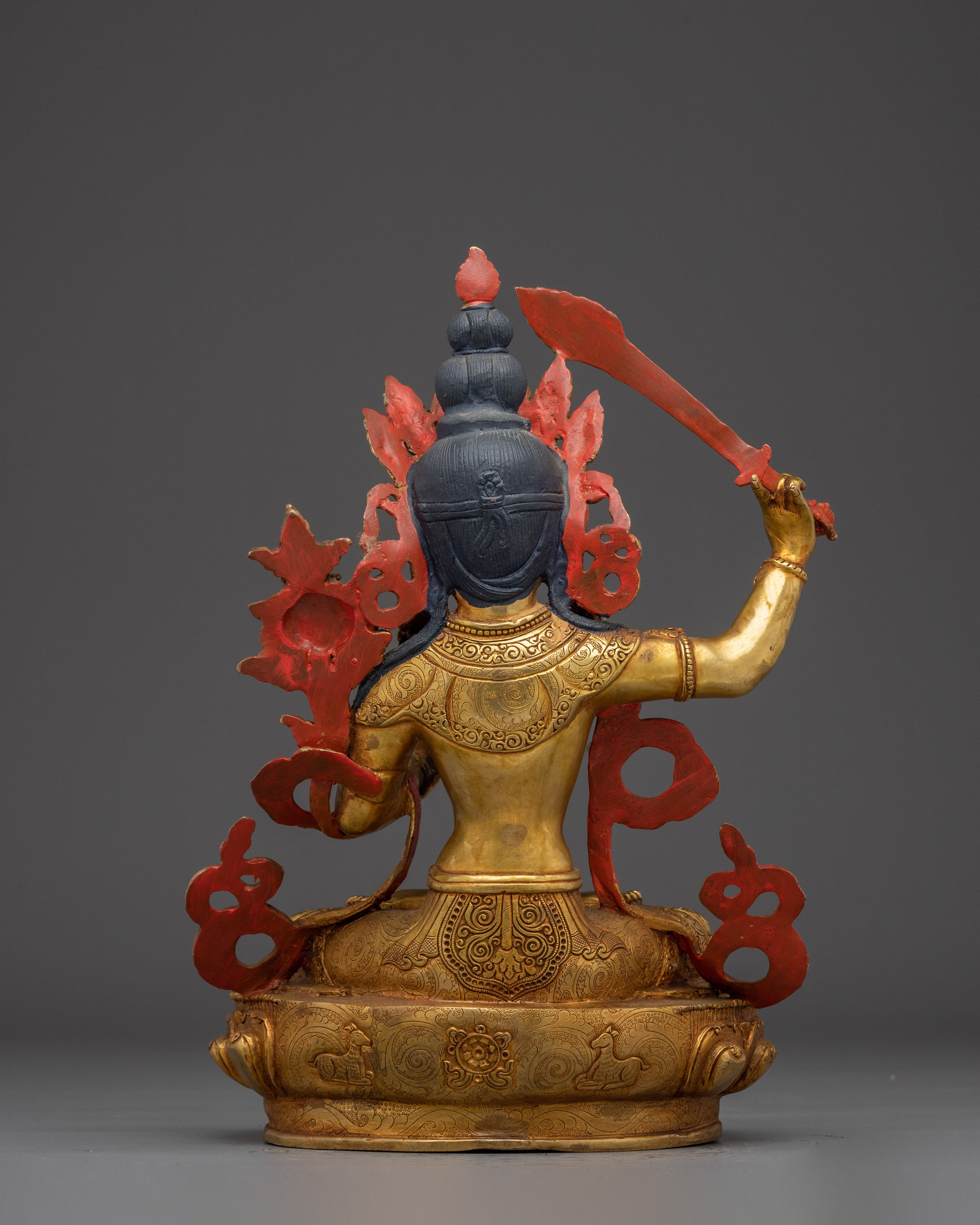 Manjushri Statue in 24K Gold Gilding | Wisdom and Spiritual Decor