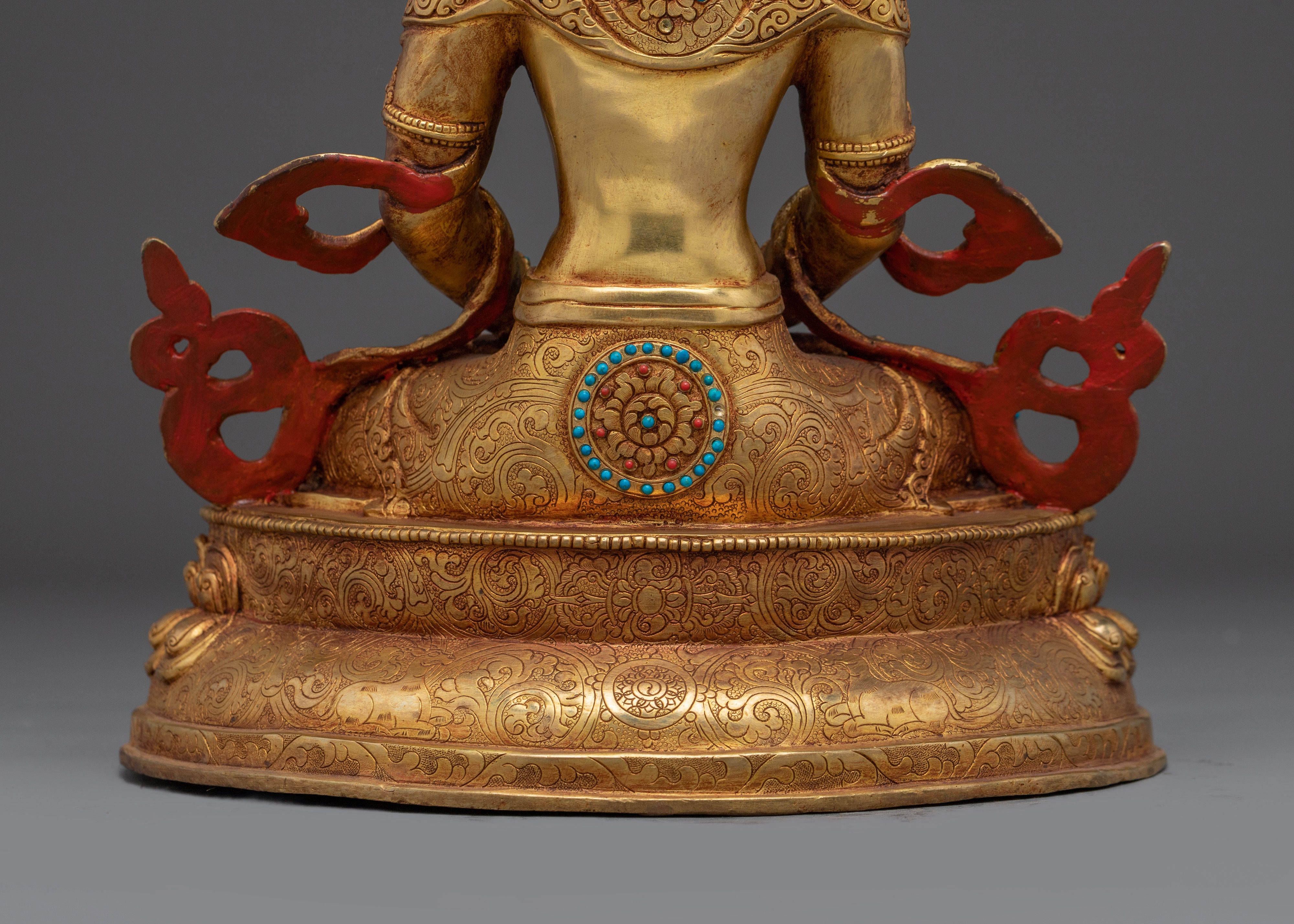 Amitayus, Tibetan Longevity Deity | Handcrafted Gold Statue for Spiritual Protection