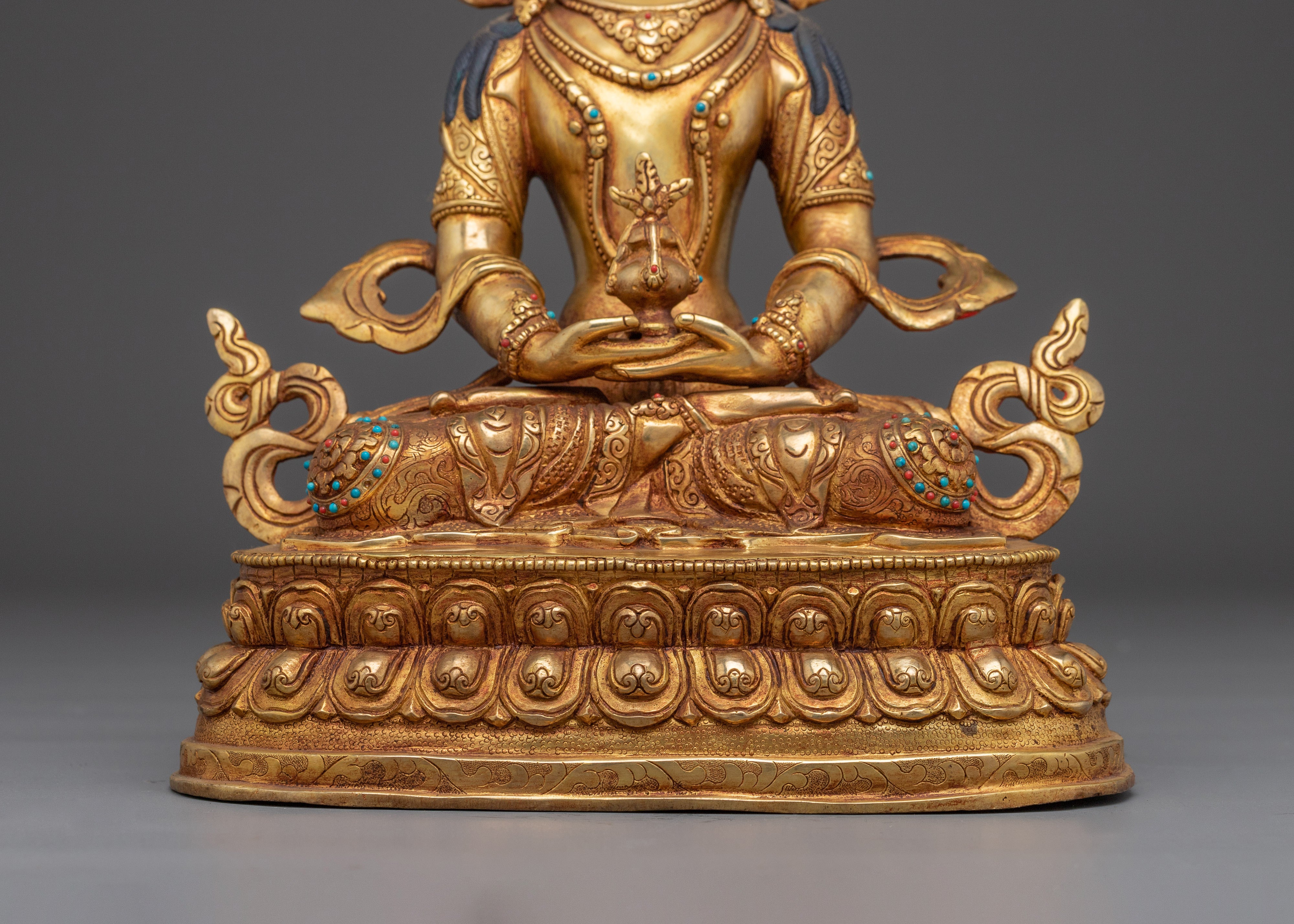 Amitayus, Tibetan Longevity Deity | Handcrafted Gold Statue for Spiritual Protection