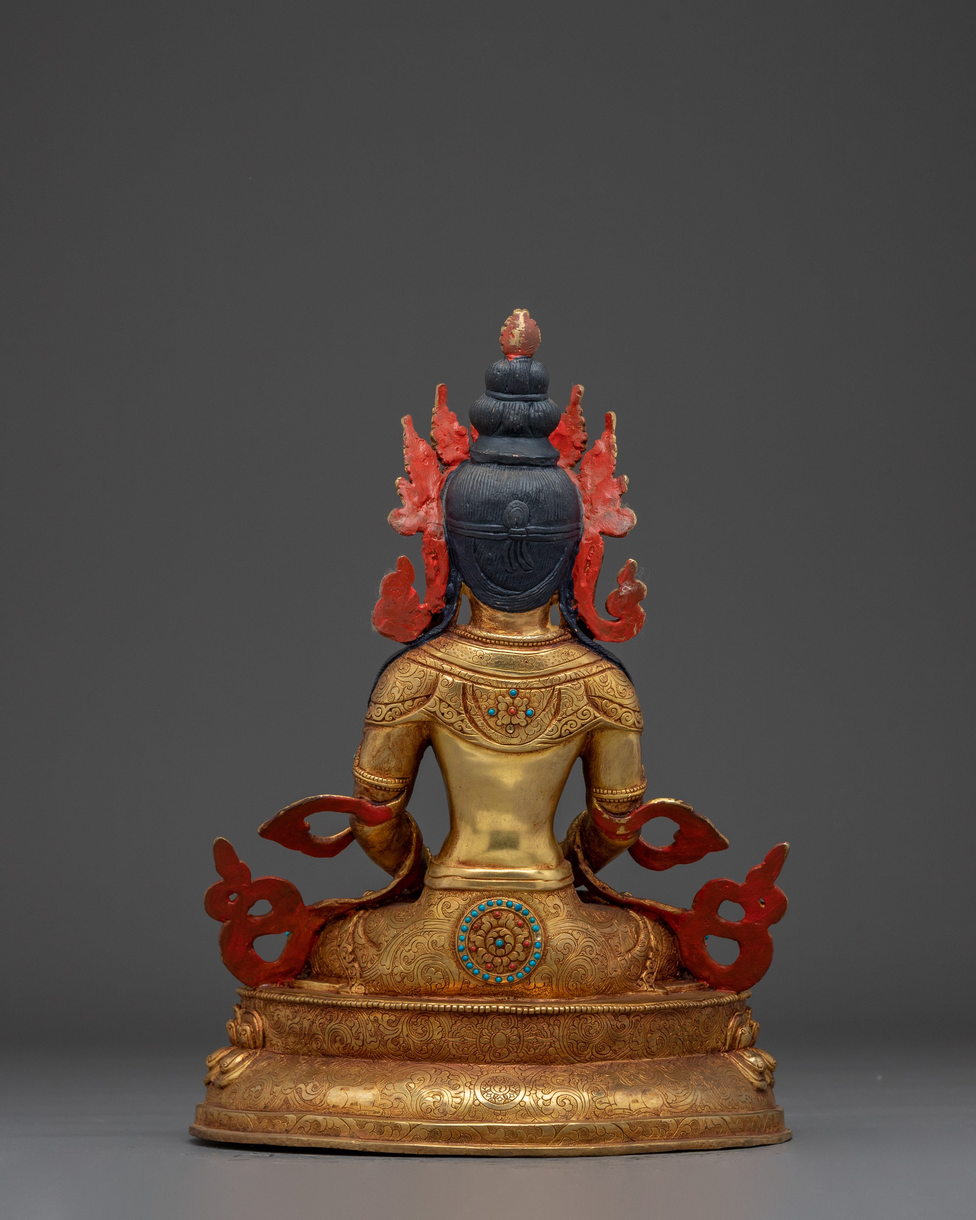 Amitayus, Tibetan Longevity Deity | Handcrafted Gold Statue for Spiritual Protection