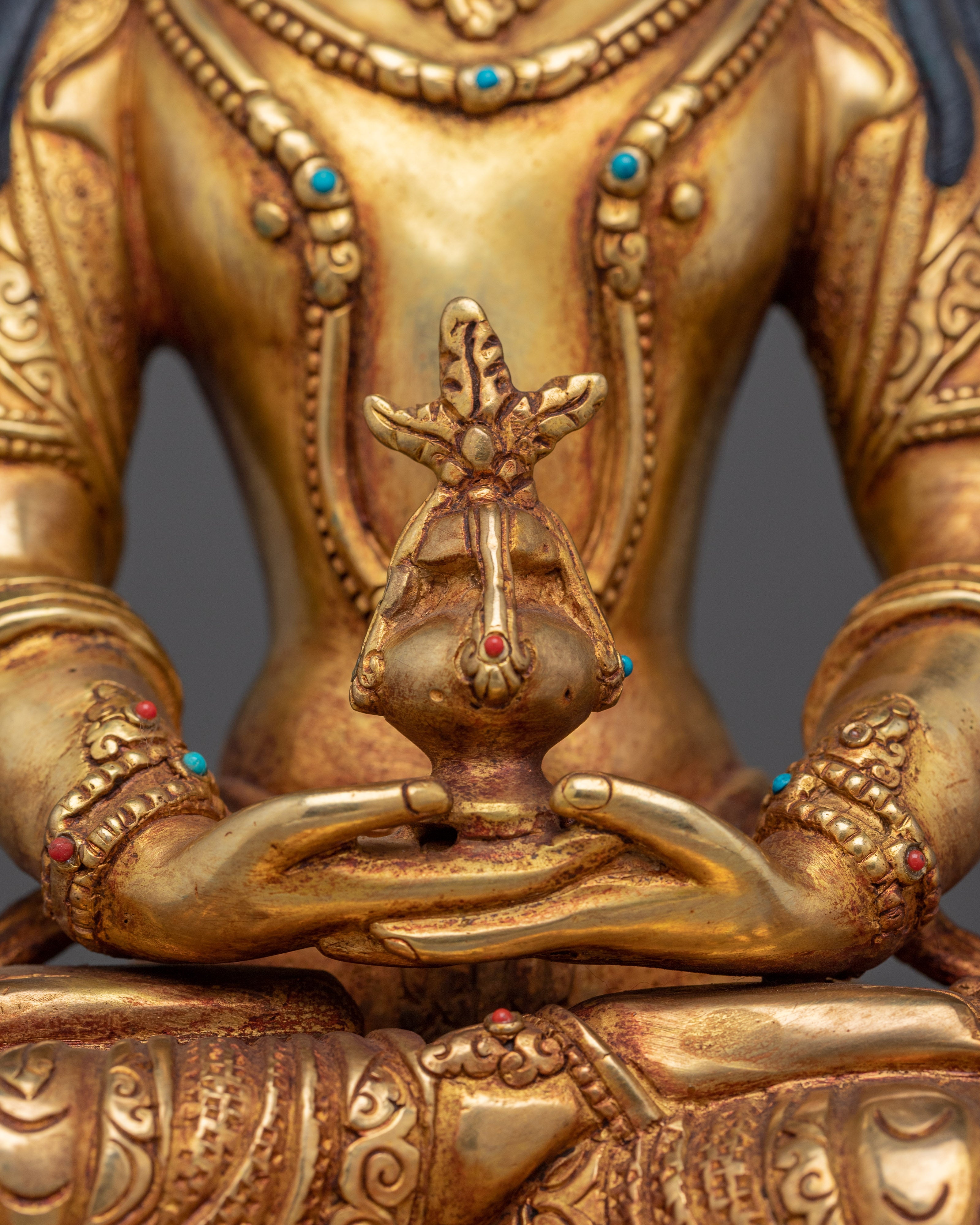 Amitayus, Tibetan Longevity Deity | Handcrafted Gold Statue for Spiritual Protection