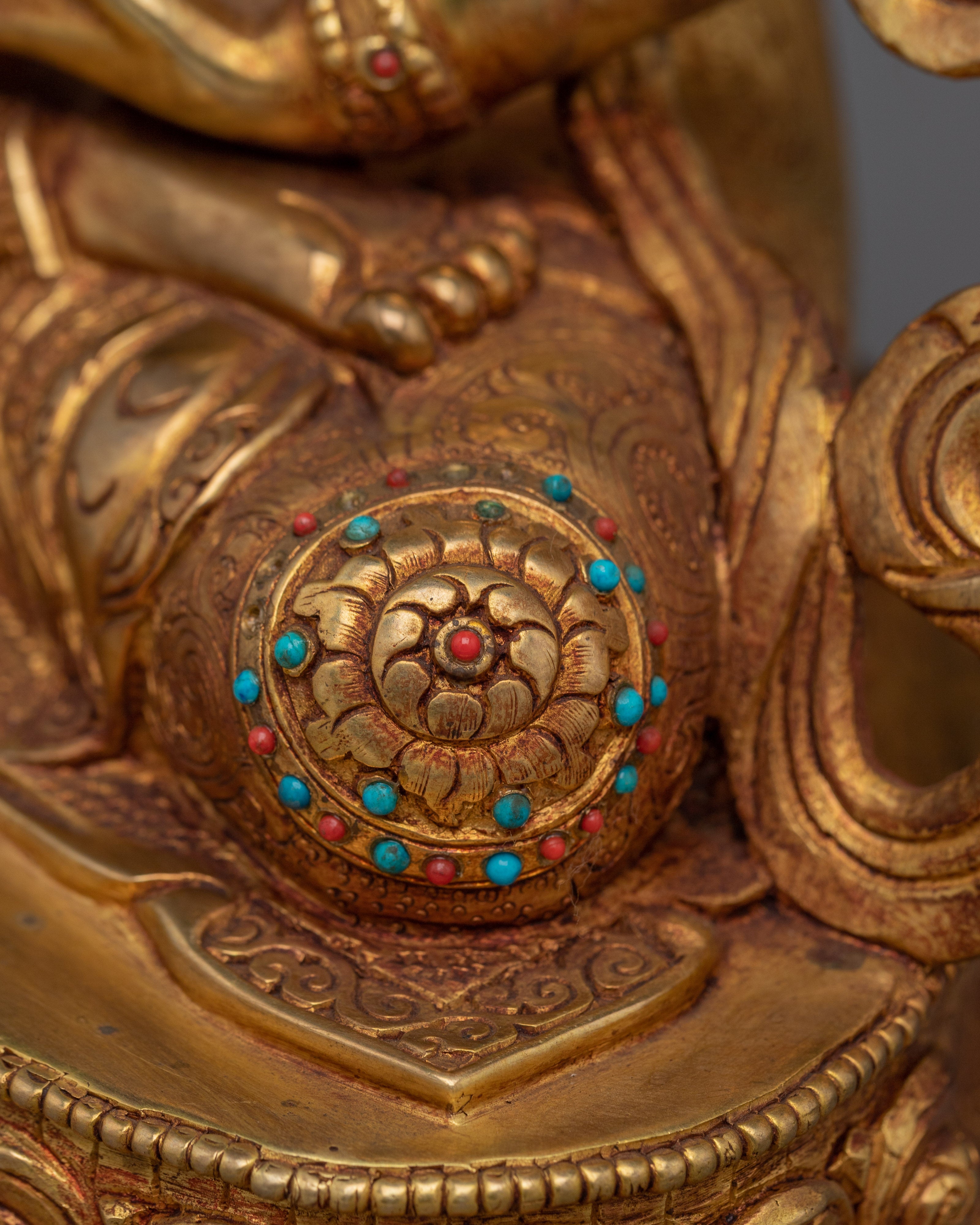 Amitayus, Tibetan Longevity Deity | Handcrafted Gold Statue for Spiritual Protection