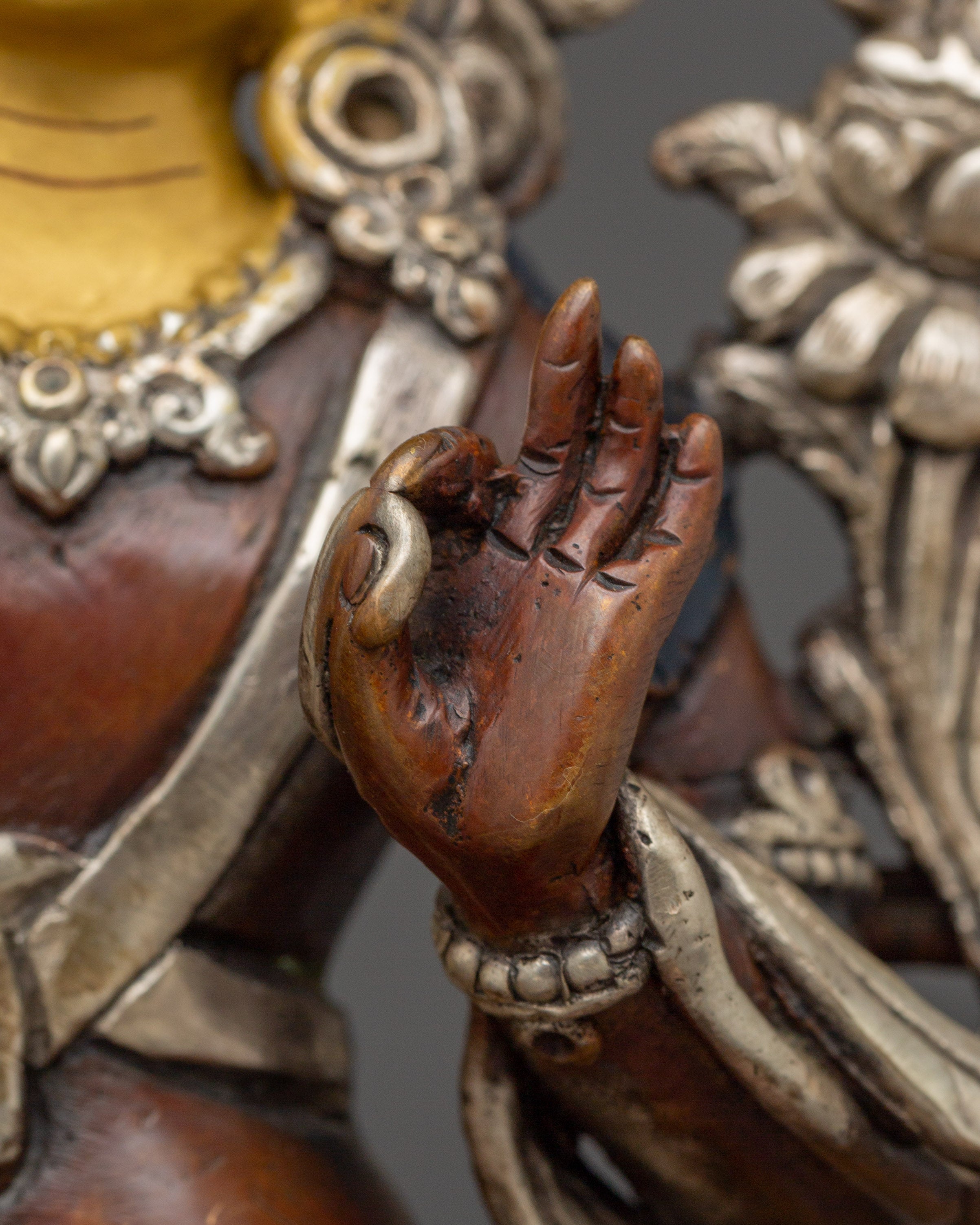 Simhanada Manjushri Copper Sculpture |  Sculpture of the Bodhisattva of Wisdom