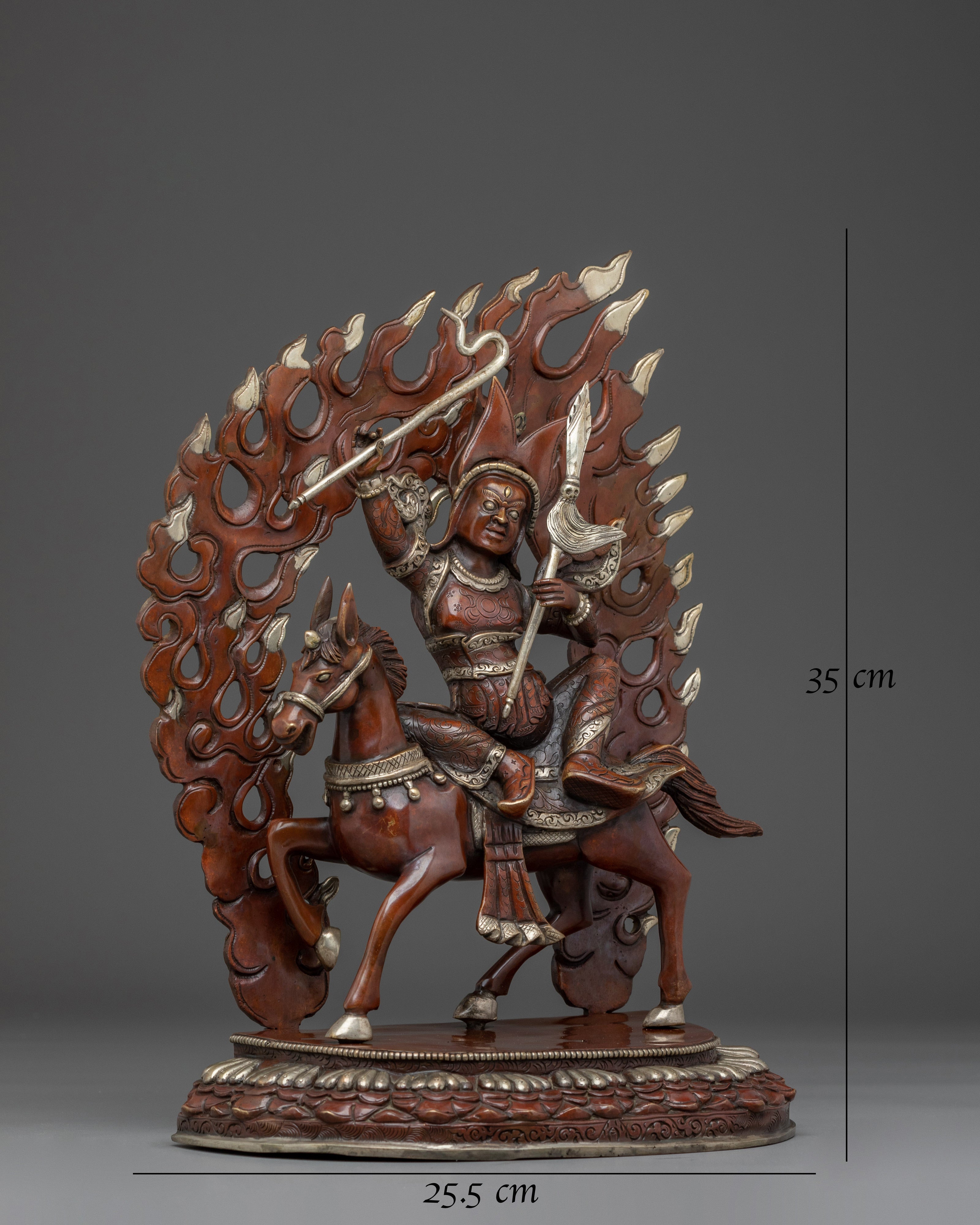 King Gesar Silver Plated Copper Sculpture 