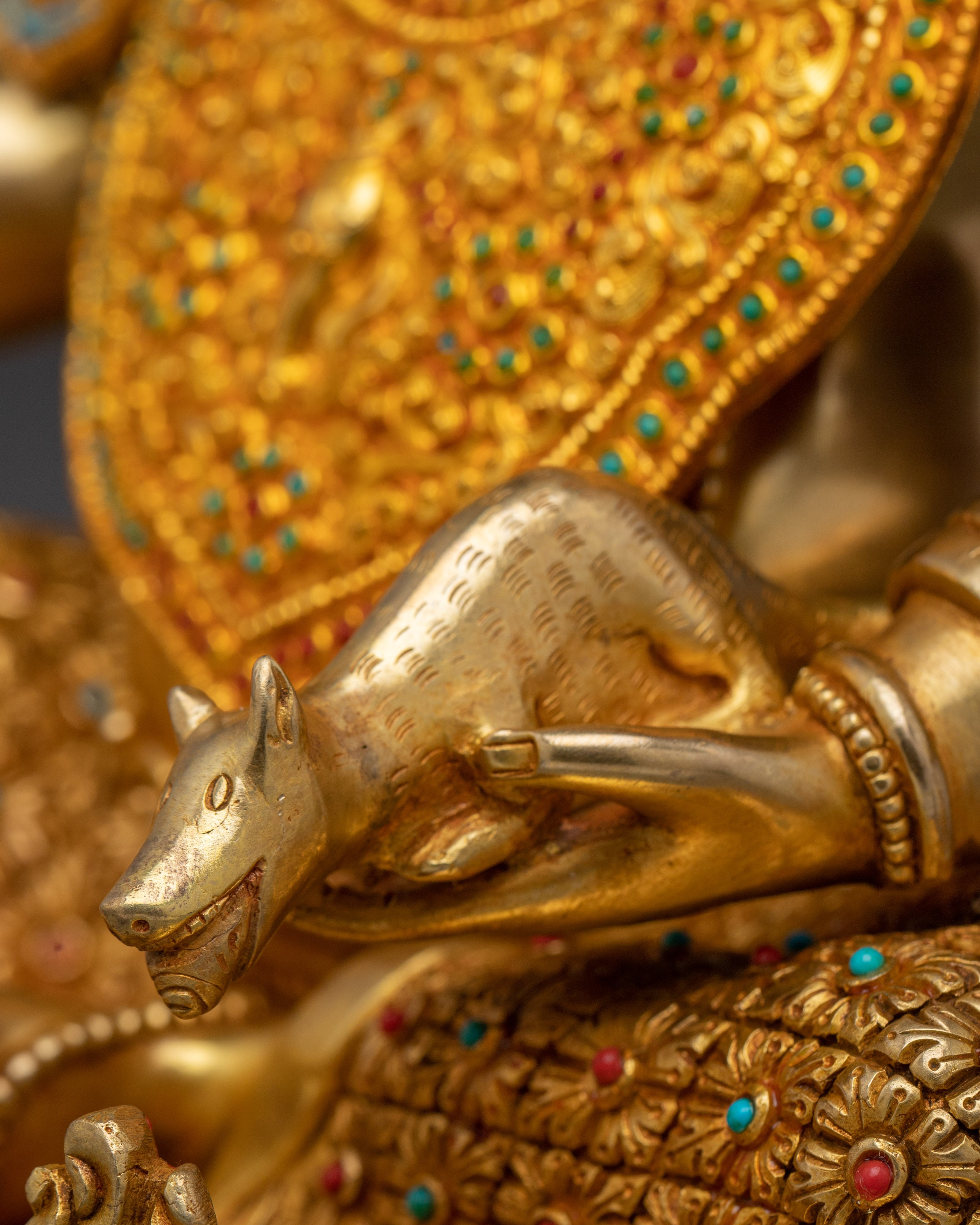 Statue of Crowned Dzambhala: Buddhist Deity of Wealth