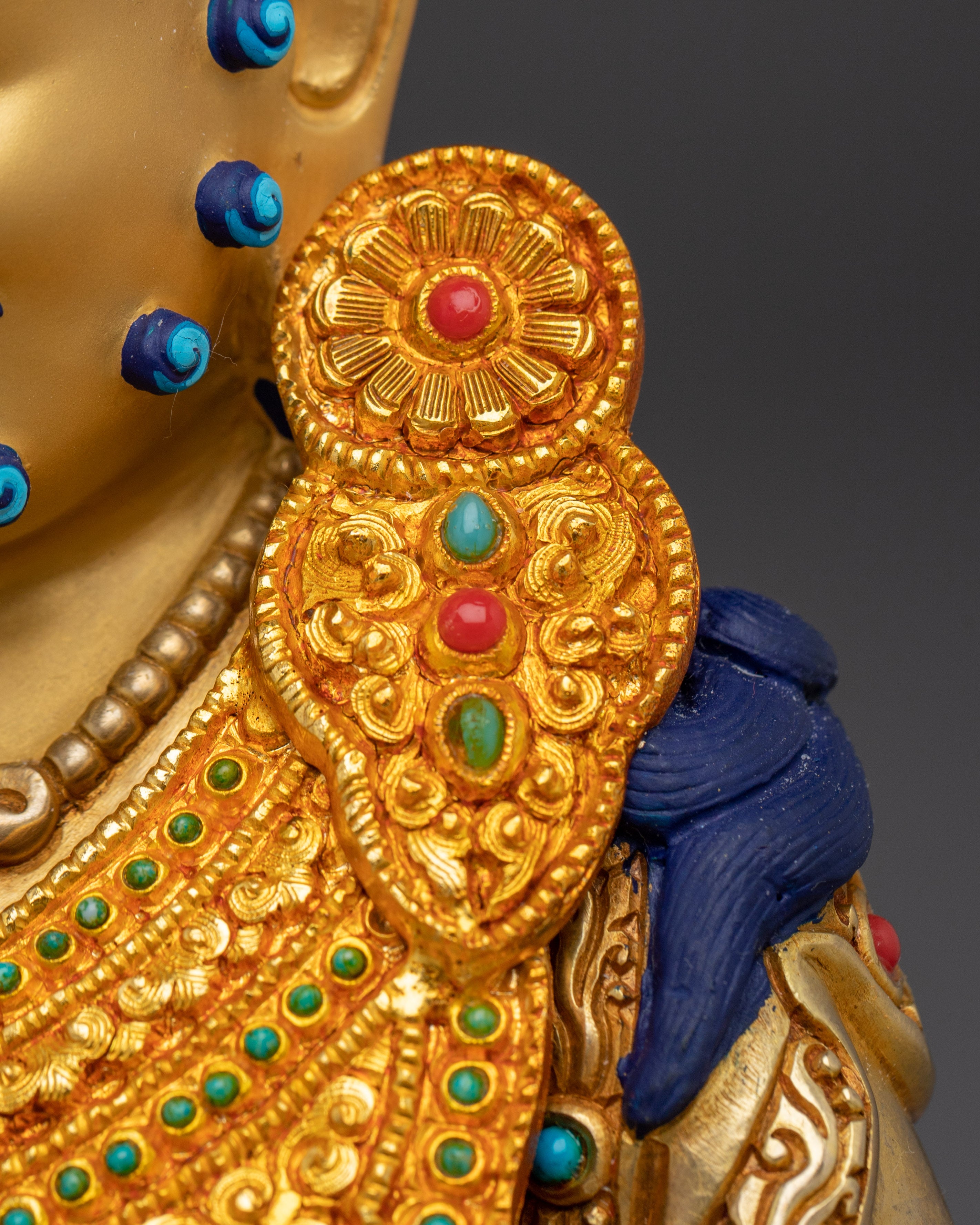 Statue of Crowned Dzambhala: Buddhist Deity of Wealth