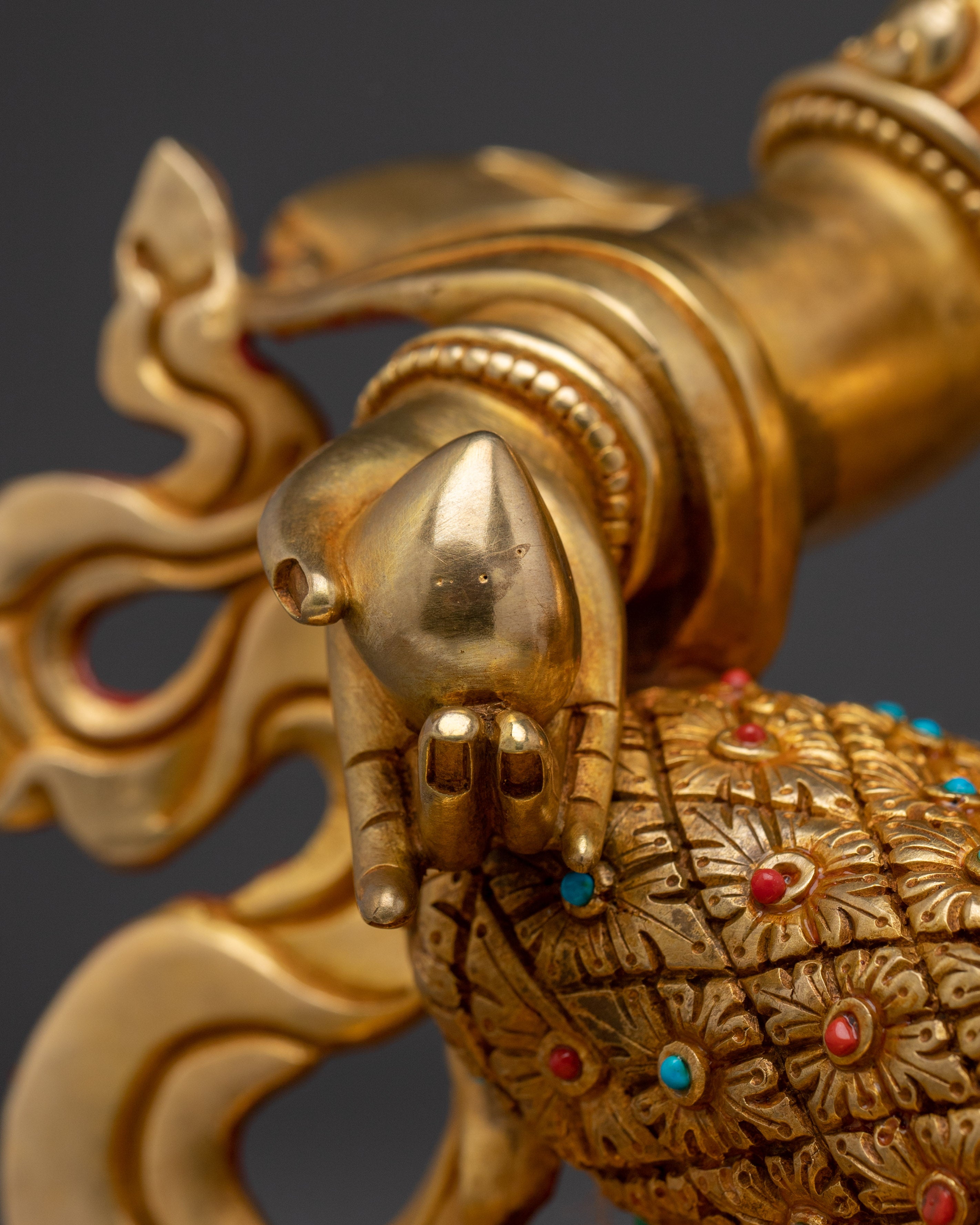 Statue of Crowned Dzambhala: Buddhist Deity of Wealth