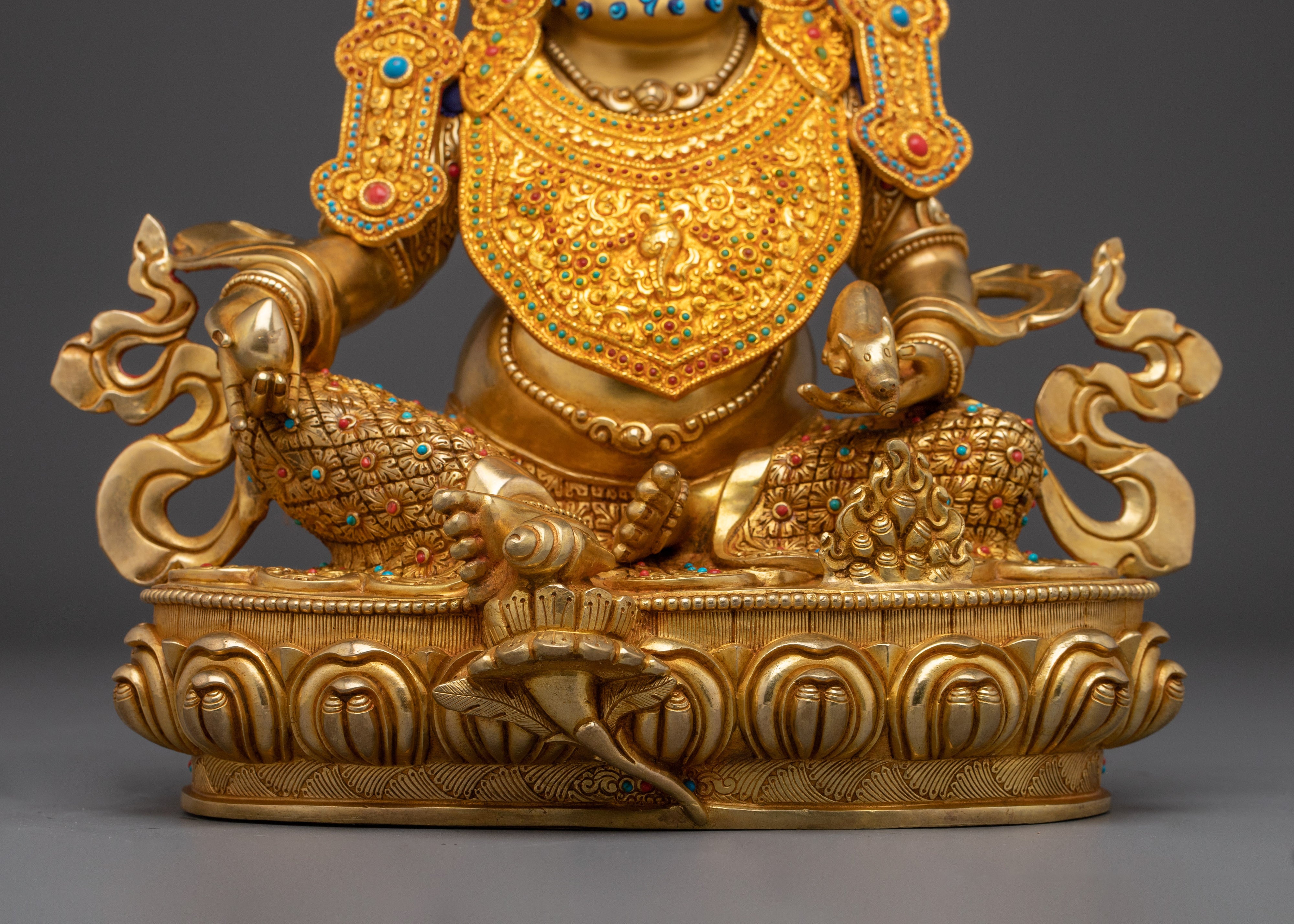 Statue of Crowned Dzambhala: Buddhist Deity of Wealth