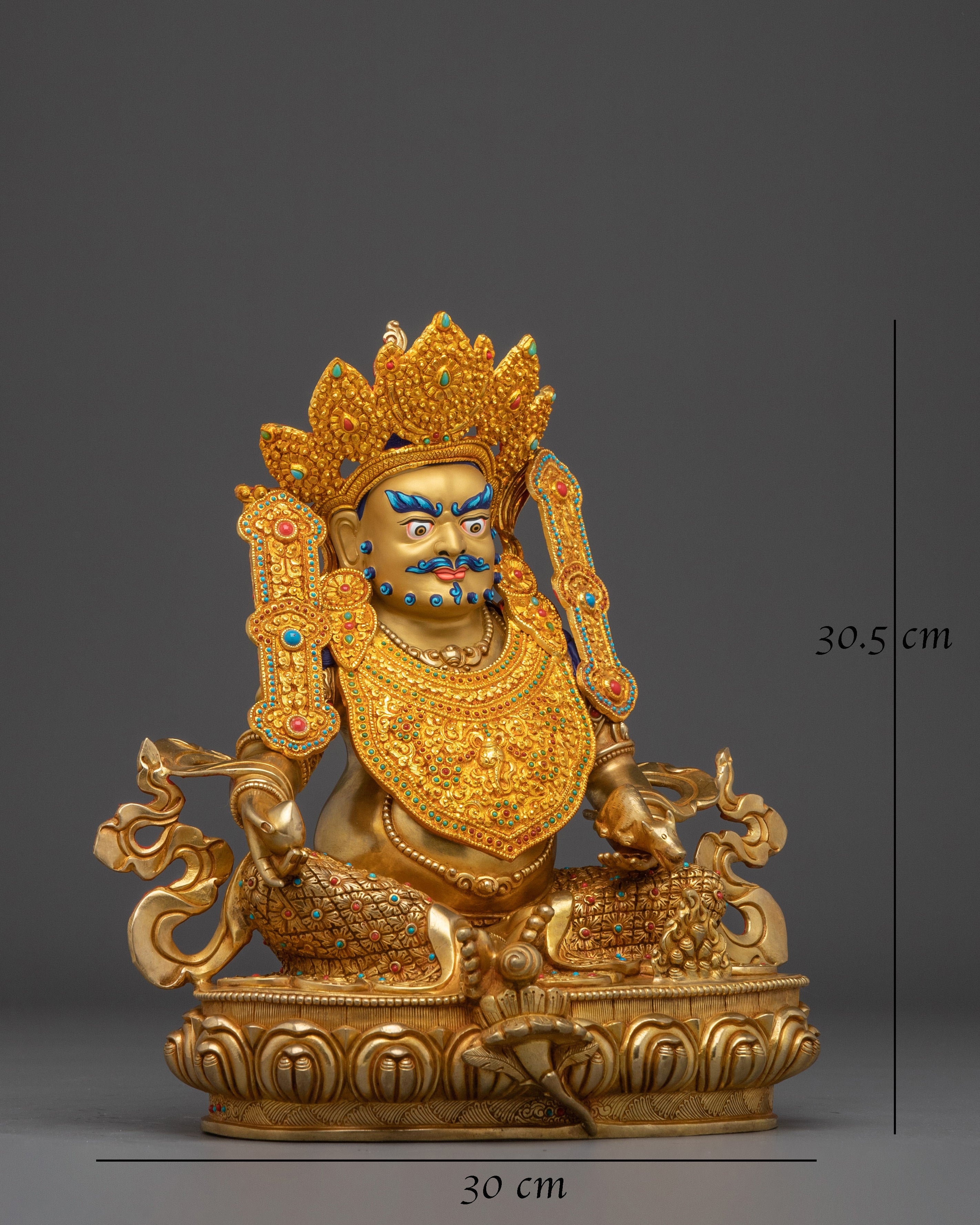 Statue of Crowned Dzambhala: Buddhist Deity of Wealth