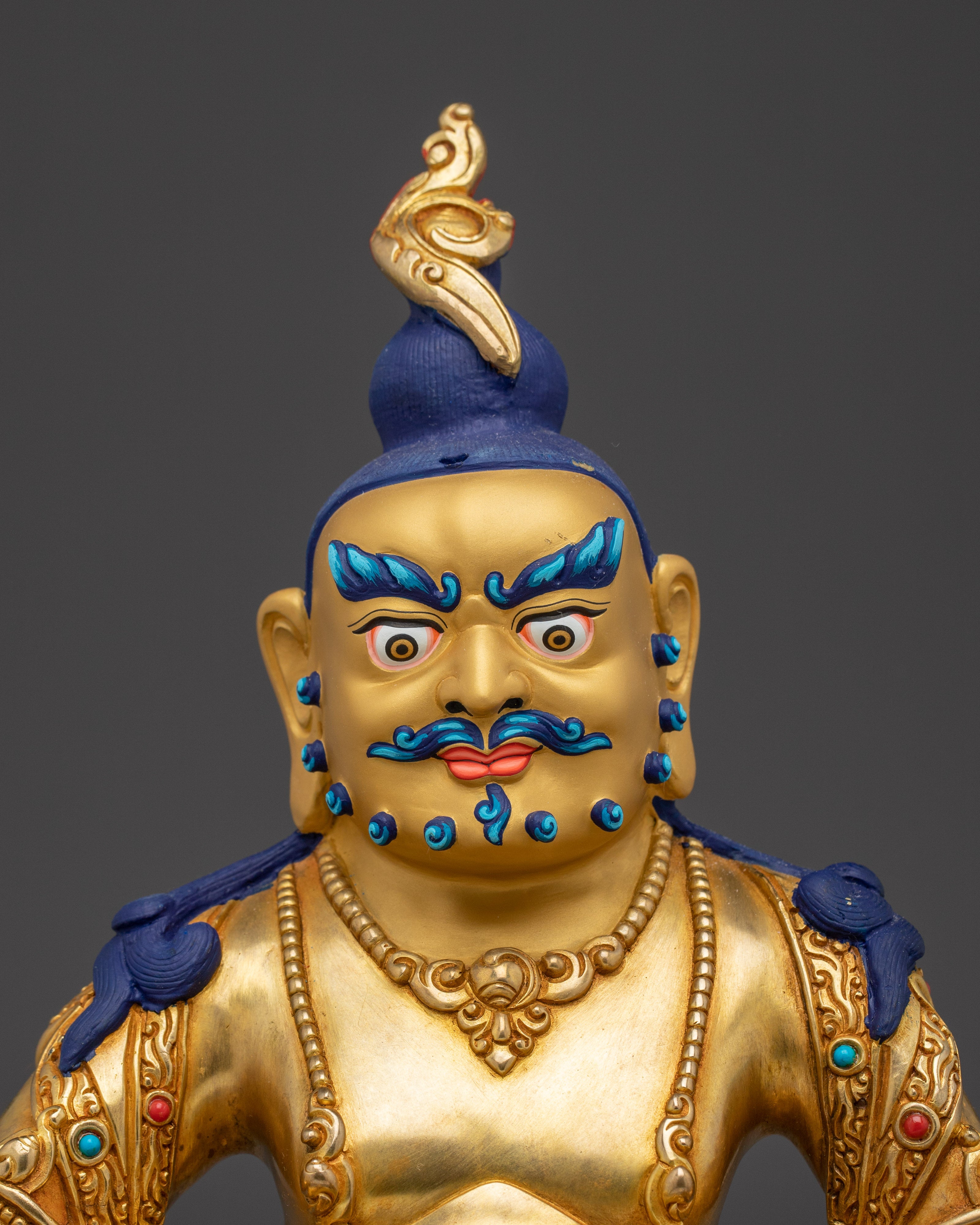 Statue of Crowned Dzambhala: Buddhist Deity of Wealth