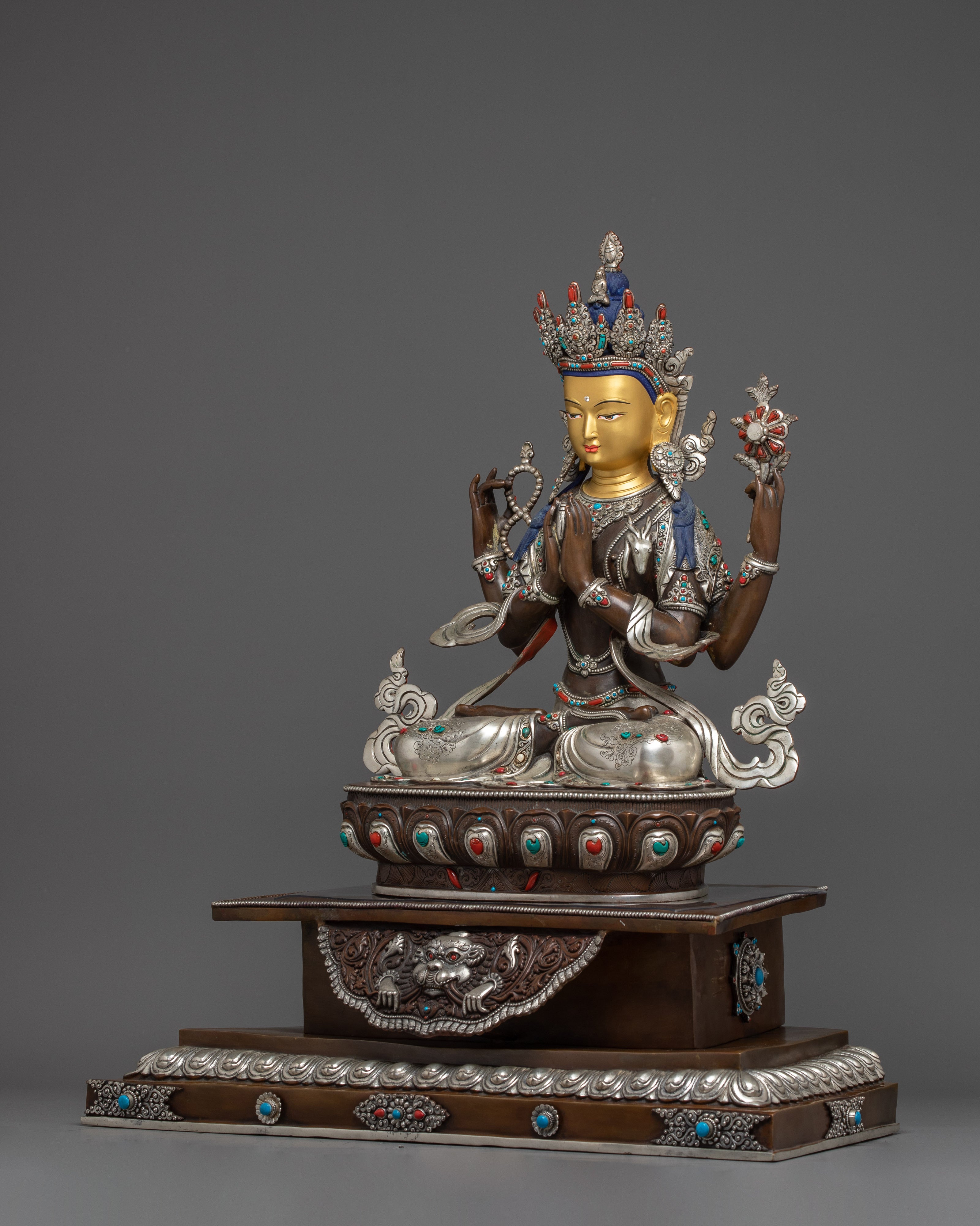 Compassionate Avalokiteshvara "Chenrezig"  Copper Statue | Divine Bodhisattva Being