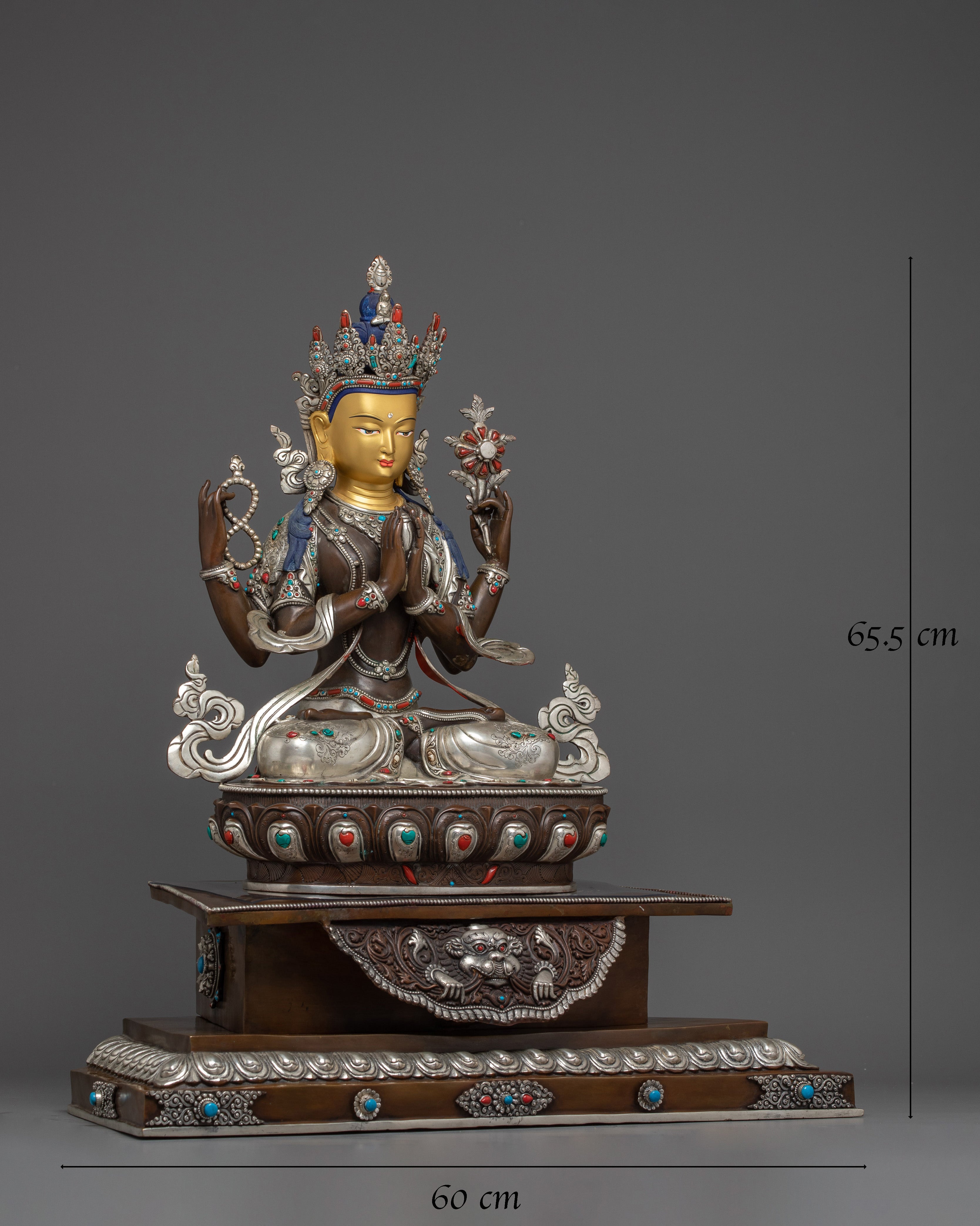 Compassionate Avalokiteshvara "Chenrezig"  Copper Statue