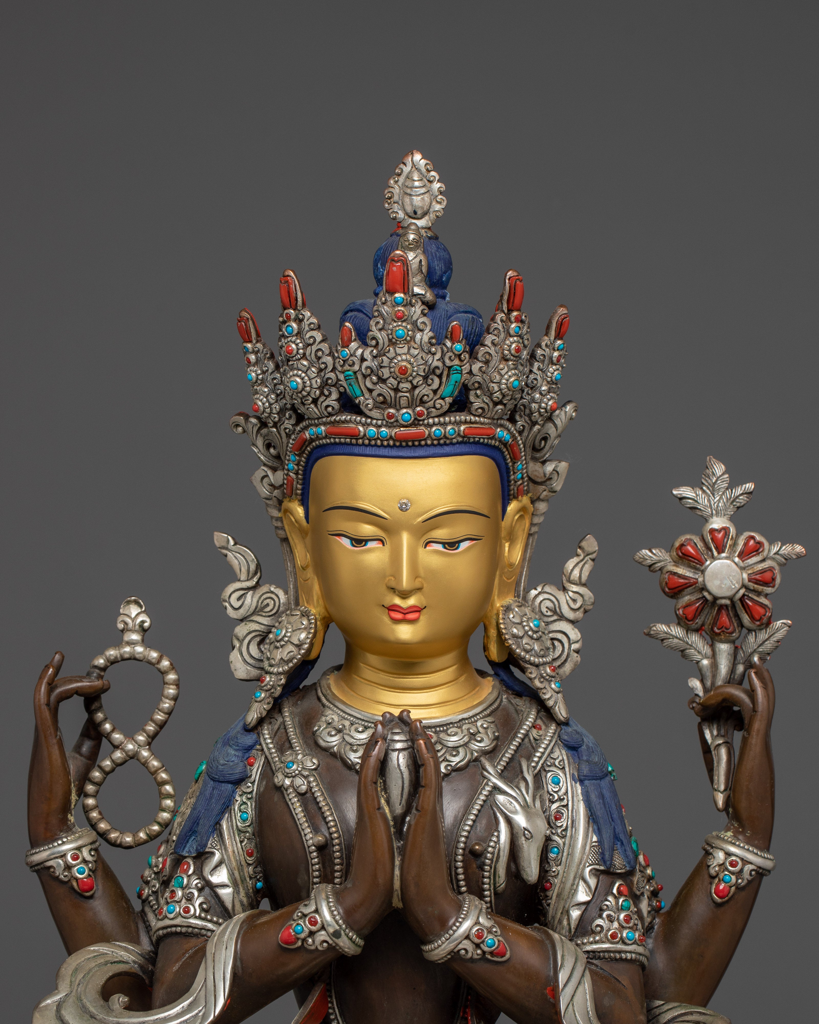 Compassionate Avalokiteshvara "Chenrezig"  Copper Statue | Divine Bodhisattva Being