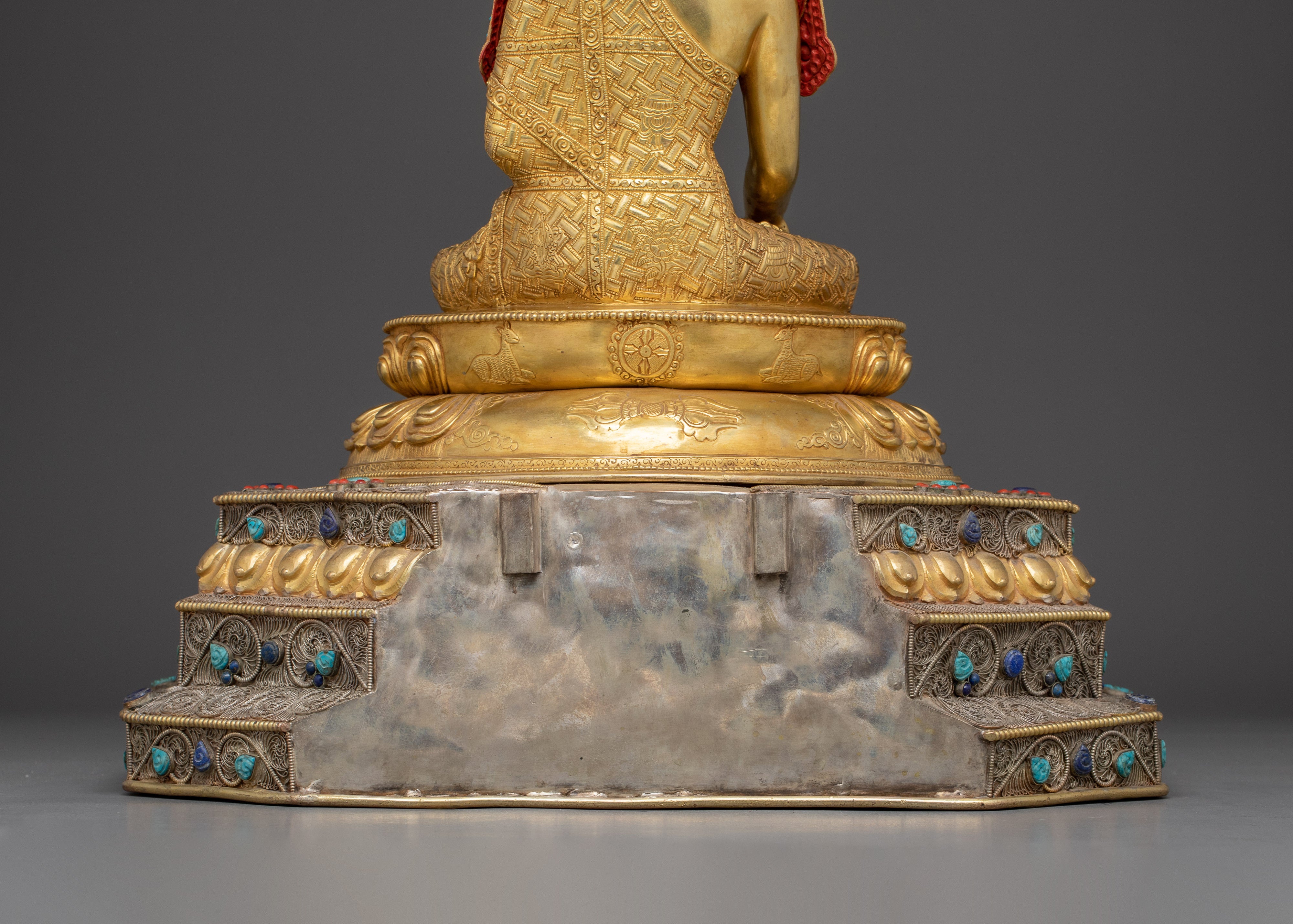 Crowned Shakyamuni Buddha on Throne Statue
