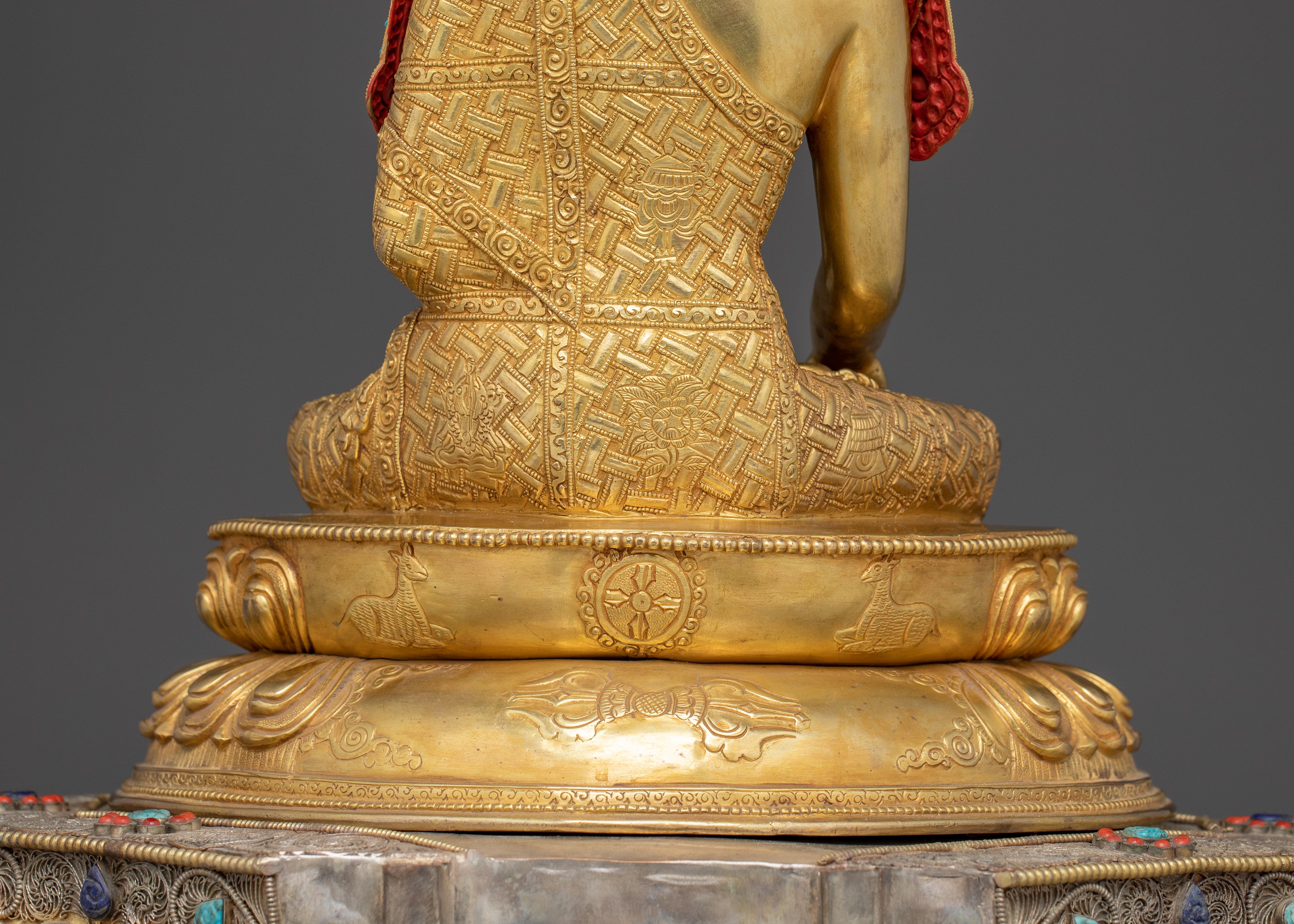Crowned Shakyamuni Buddha on Throne Statue