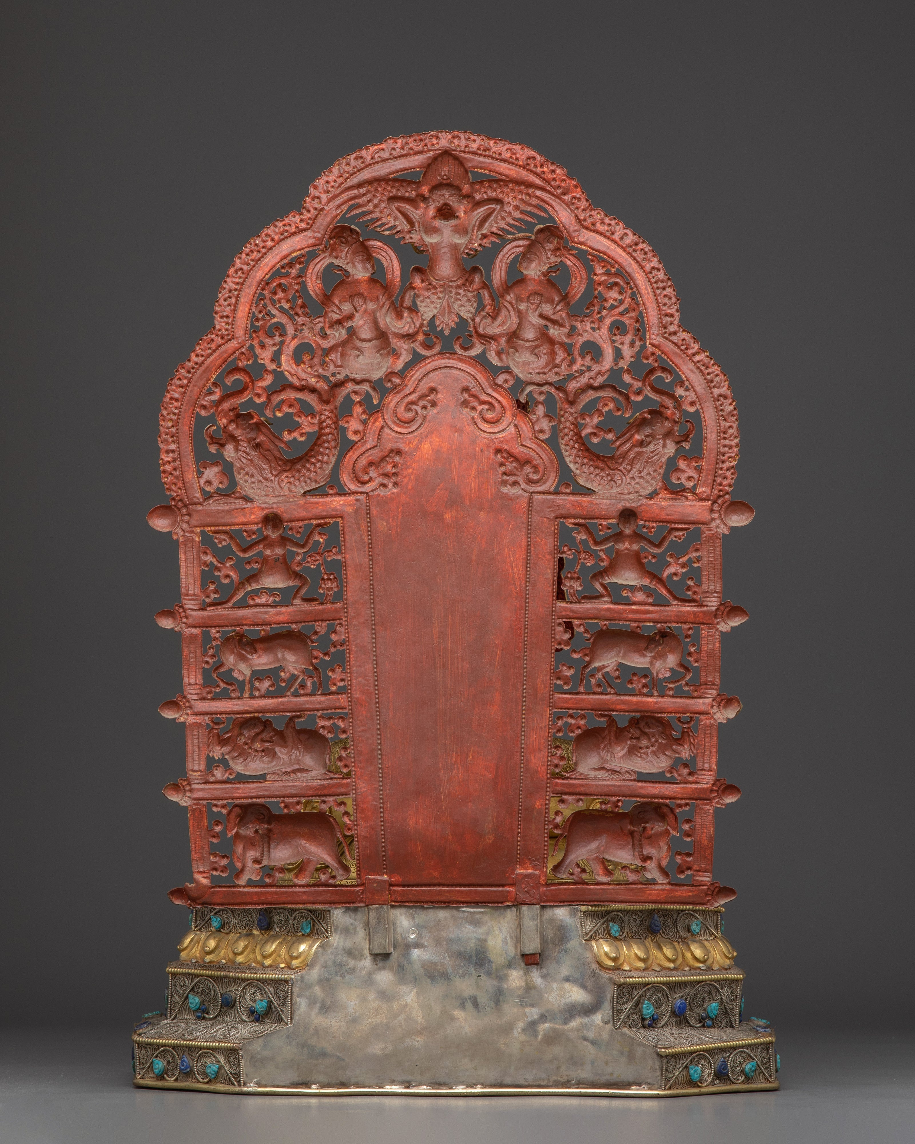 Crowned Shakyamuni Buddha on Throne Statue