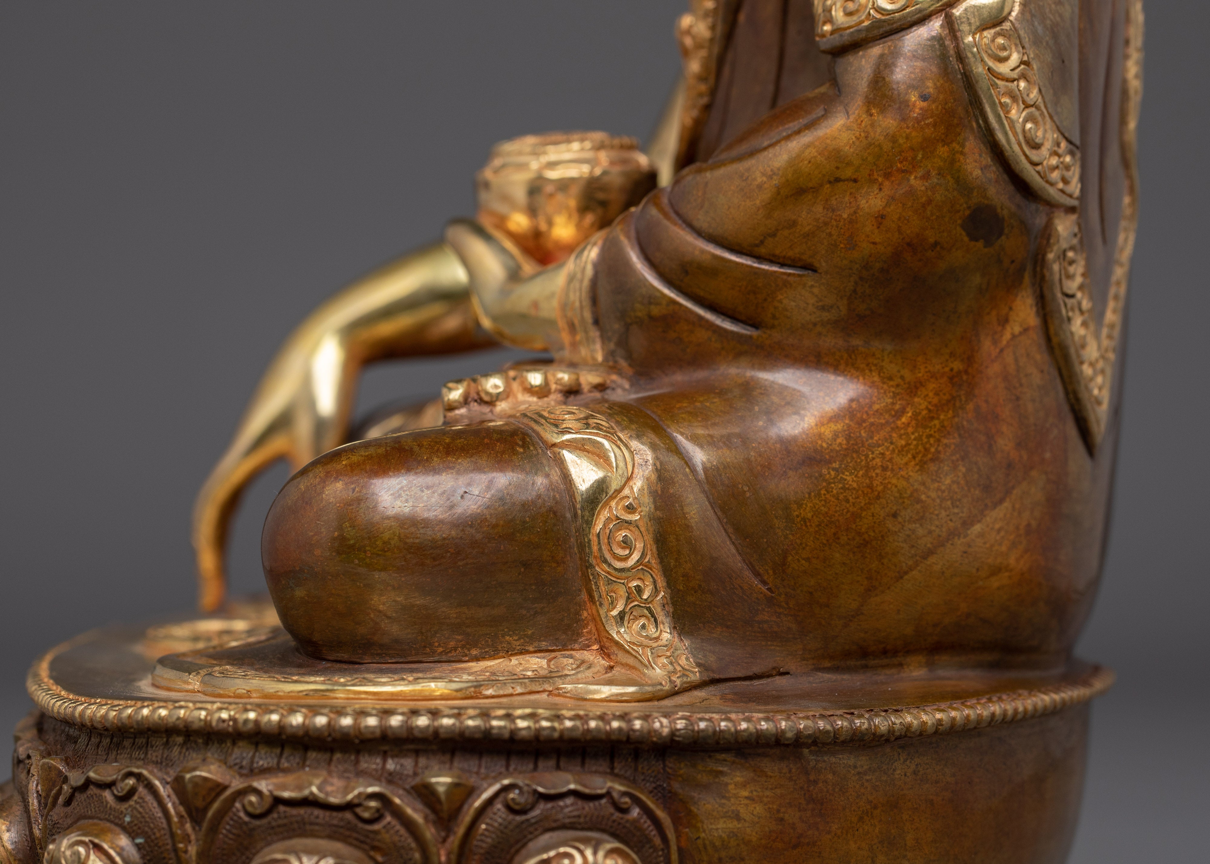 Shakyamuni Statue for Spiritual Serenity | 24K Gold Gilded Copper Sculpture