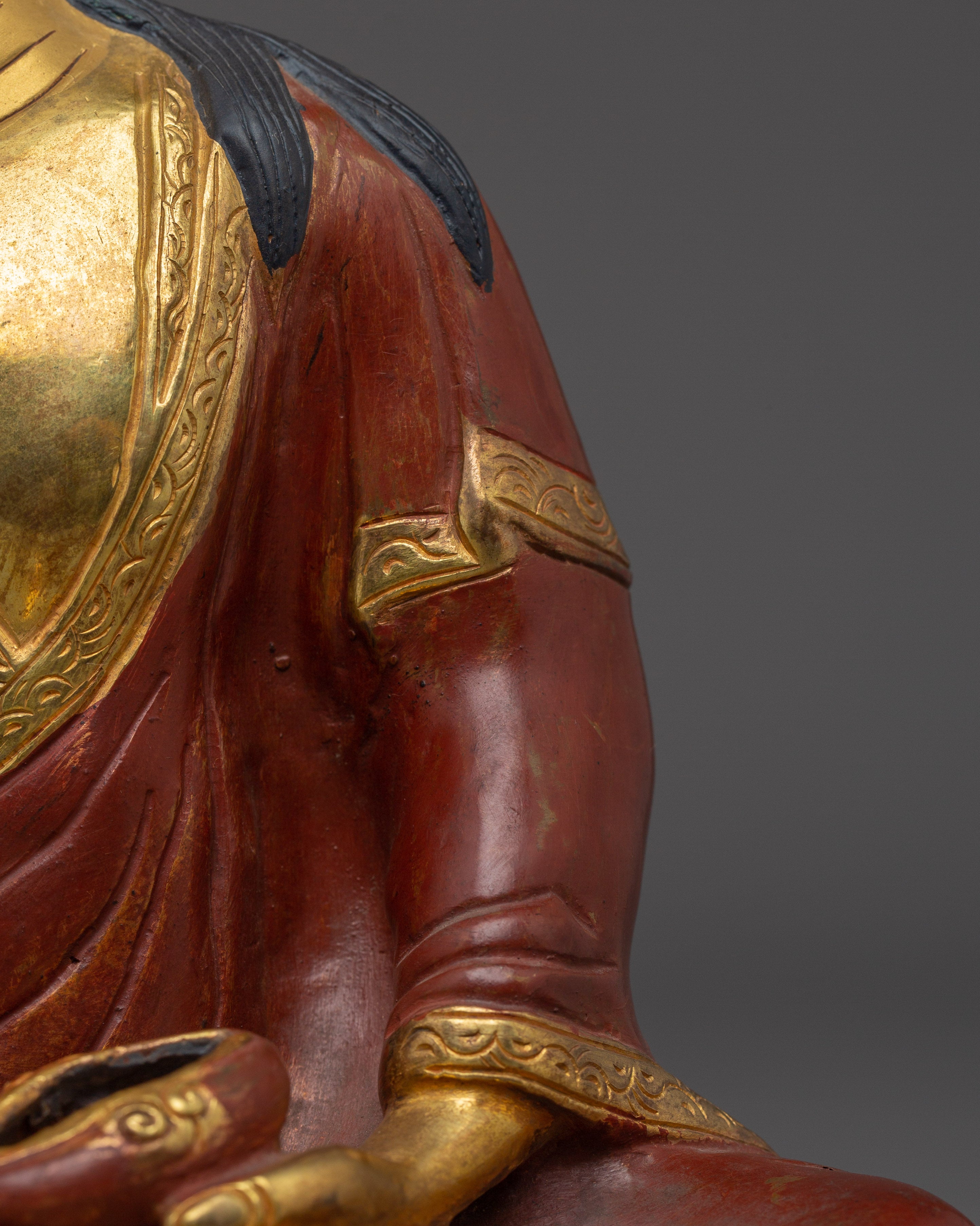 Milarepa Buddha Gold Gilded Copper Sculpture | Buddhist Icon for Meditation