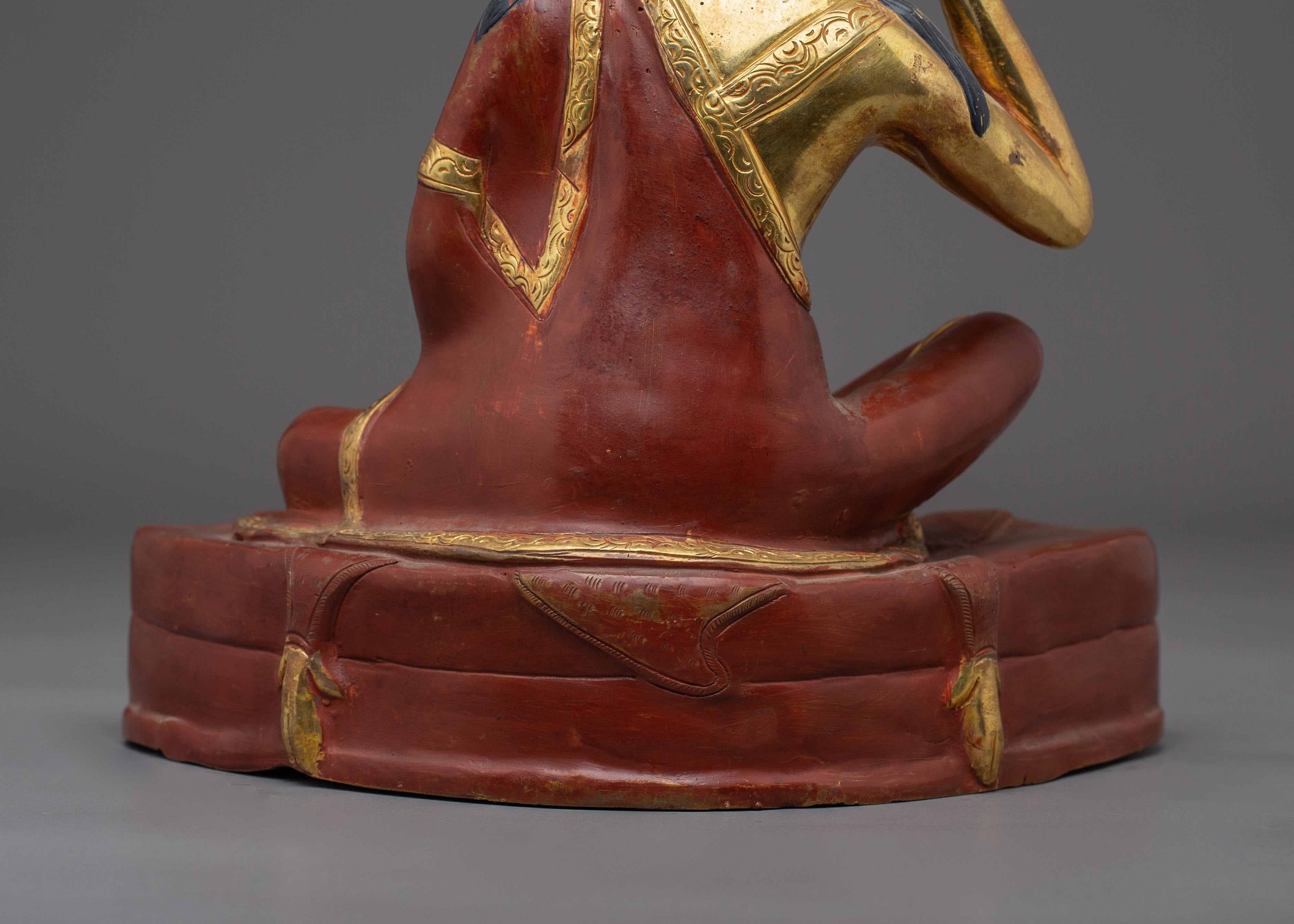 Milarepa Buddha Gold Gilded Copper Sculpture | Buddhist Icon for Meditation