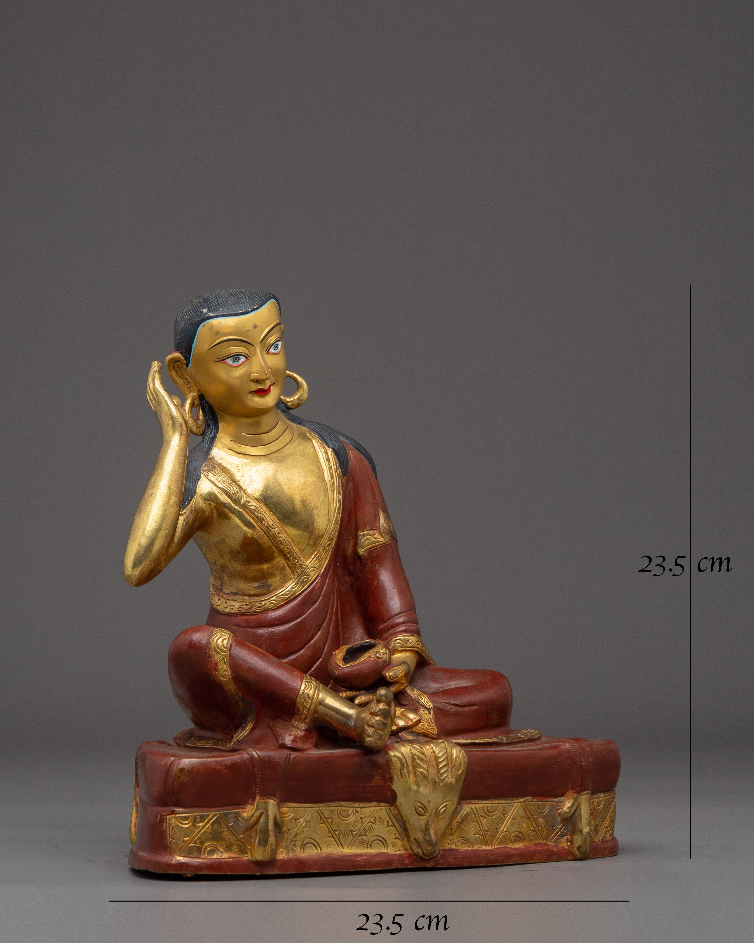  Milarepa Buddha Gold Gilded Copper Sculpture