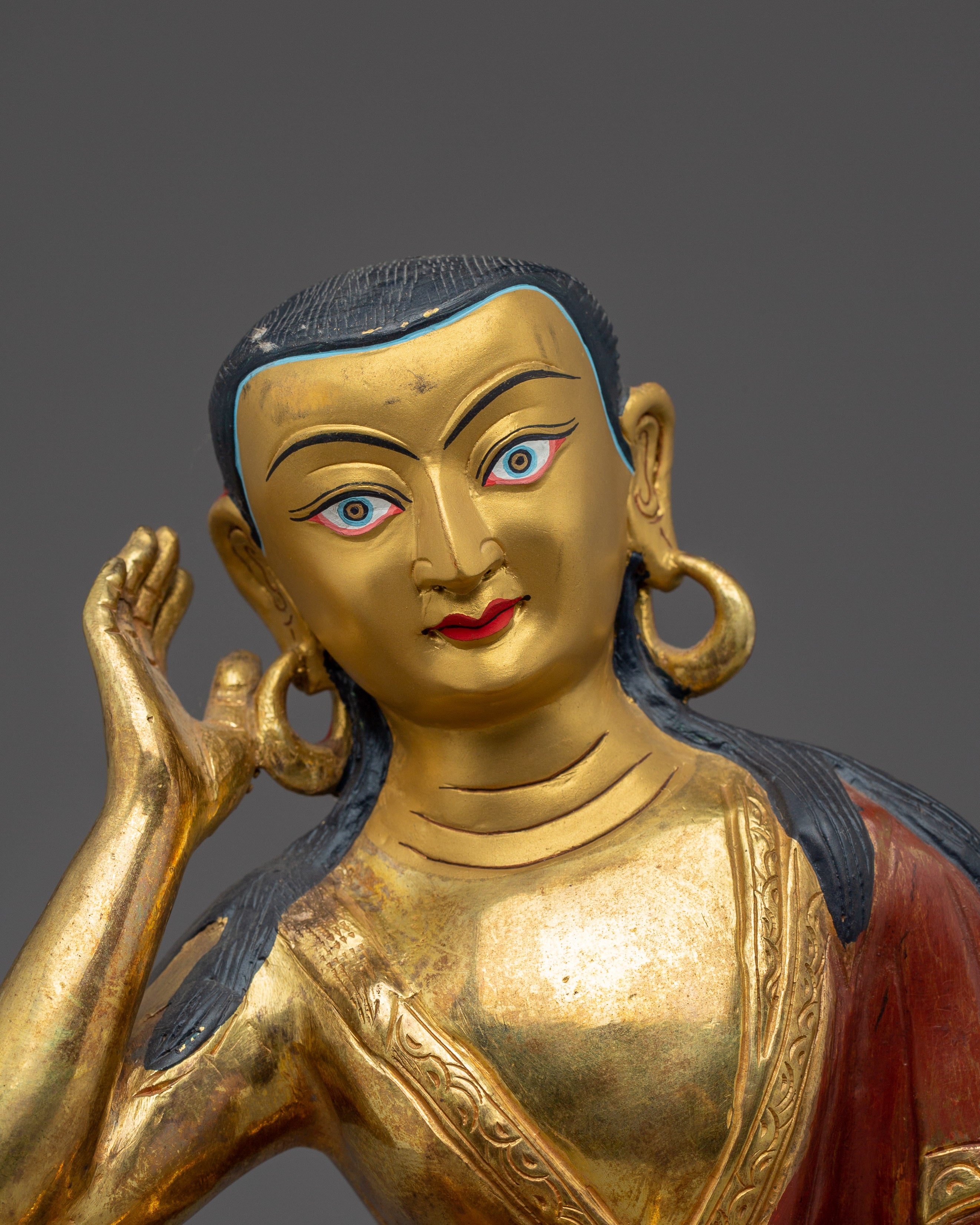 Milarepa Buddha Gold Gilded Copper Sculpture | Buddhist Icon for Meditation